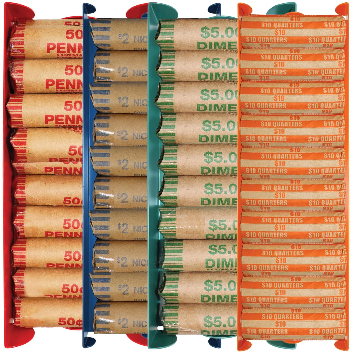 Nadex Coins Aluminium Coin Tray, 4 Pack, Assorted - 1 Coin - Aluminum - Red, Blue, Green, Orange, Assorted, Multi