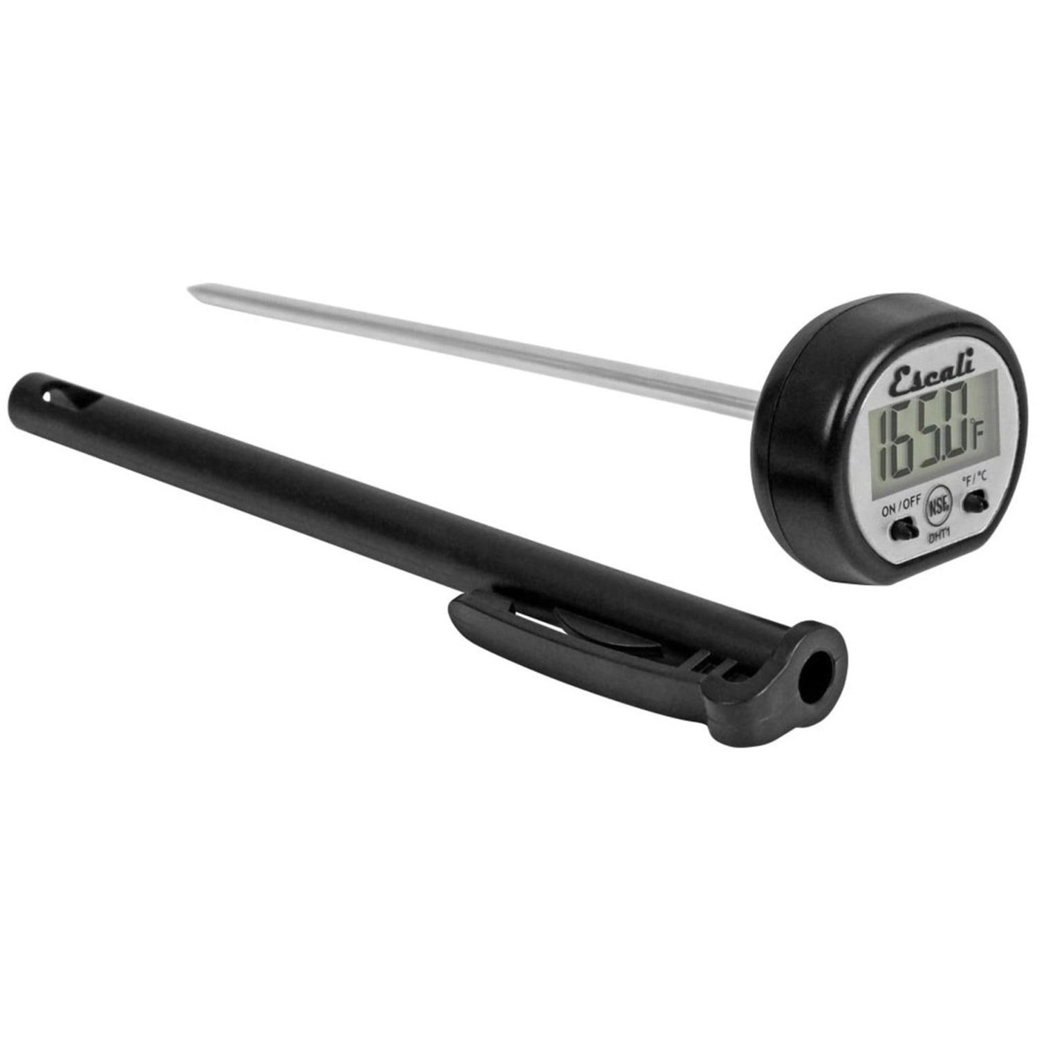 Escali Digital Pocket Thermometer - 40 deg.F (-40 deg.C) to 500 deg.F (260 deg.C) - Antimicrobial, Pocket Clip, Easy to Read, Suction Cup, Ant - DHT1