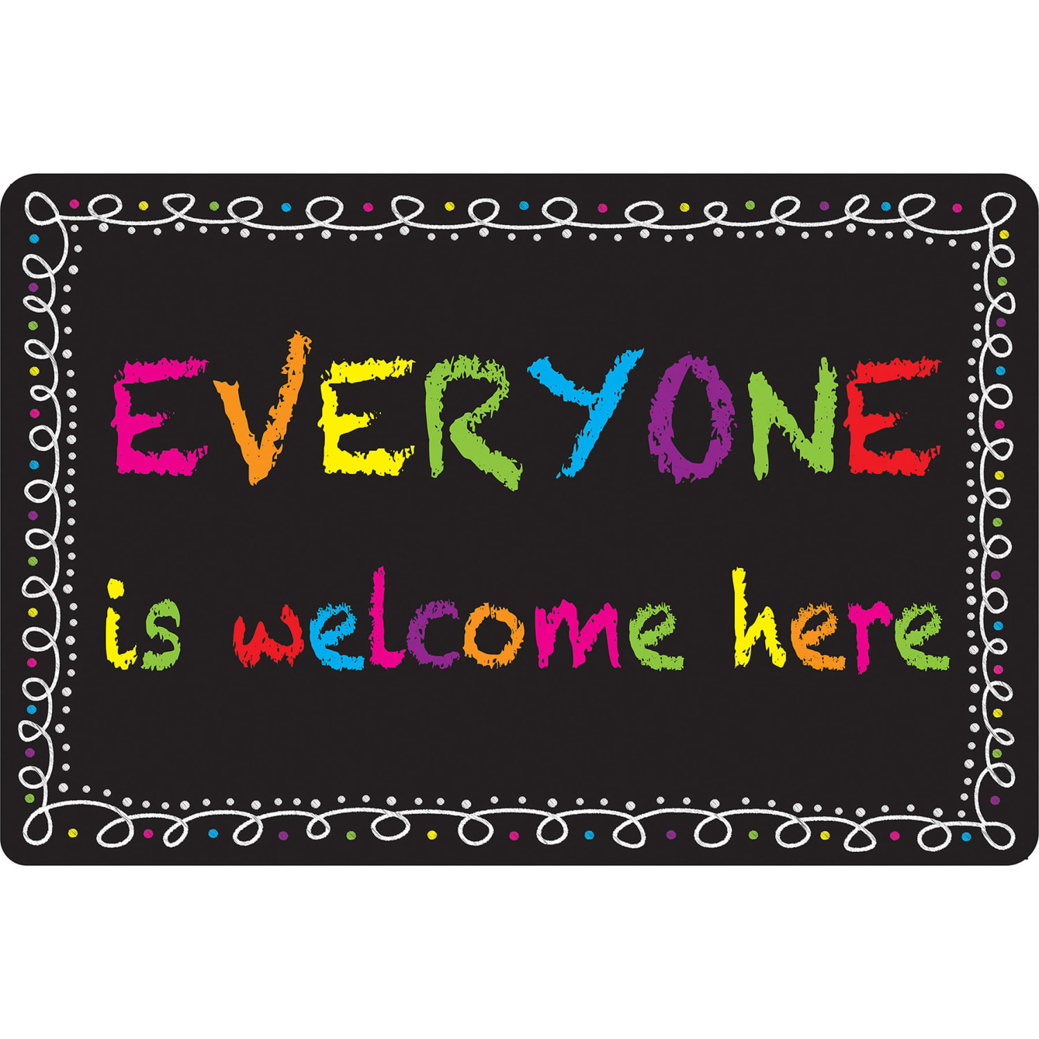Ashley Smart Poly Welcome Mat With Slip Resistant Backing, 15.5in x 23.5in, Chalk Loops Everyone Welcome, Pack Of 2 - Image 3