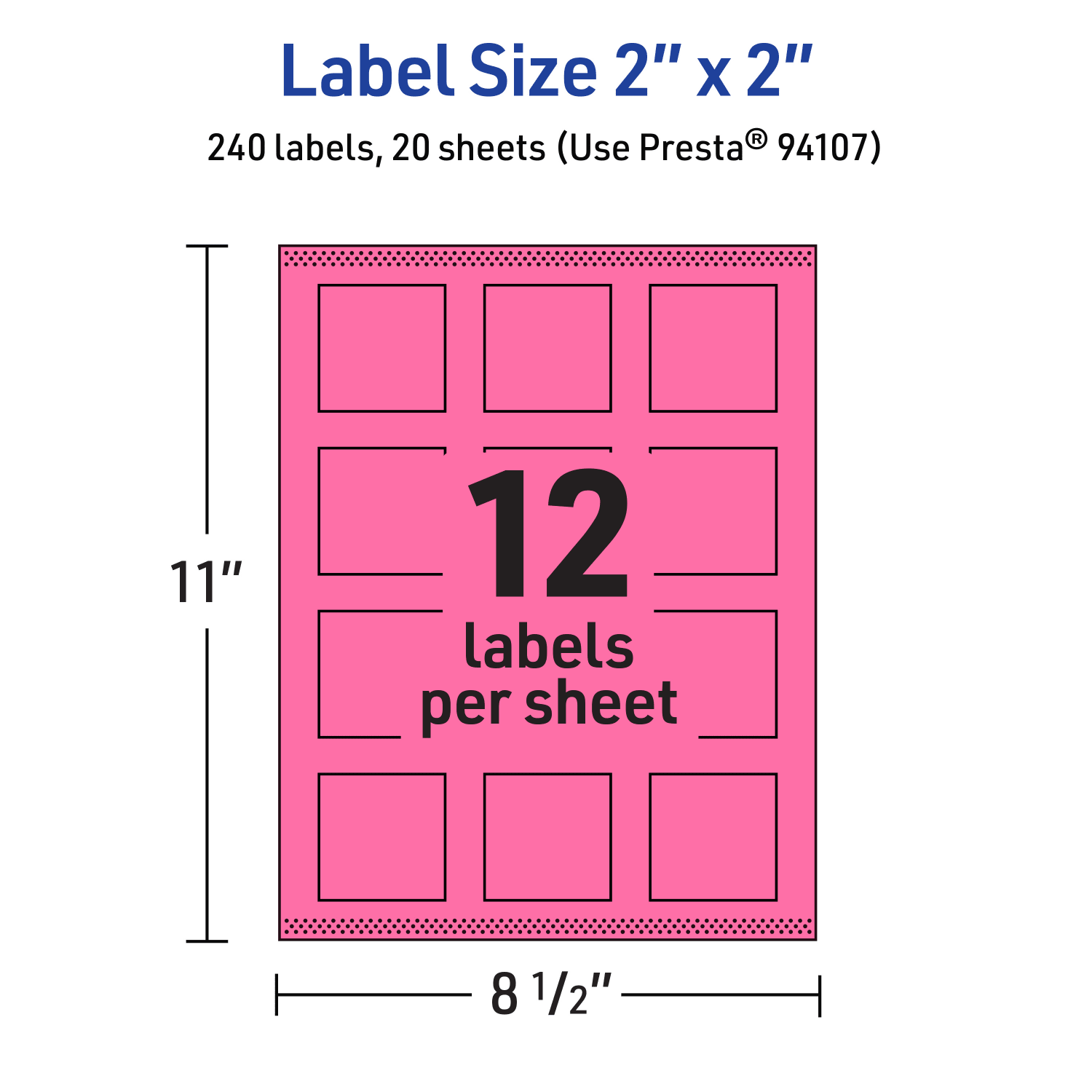 Avery Print-To-The-Edge Labels With Sure Feed Technology And Easy Peel Label Feature, 94107-BPP20, Square, 2in x 2in, Matte Bright Pink, Pack of 240 - Image 6