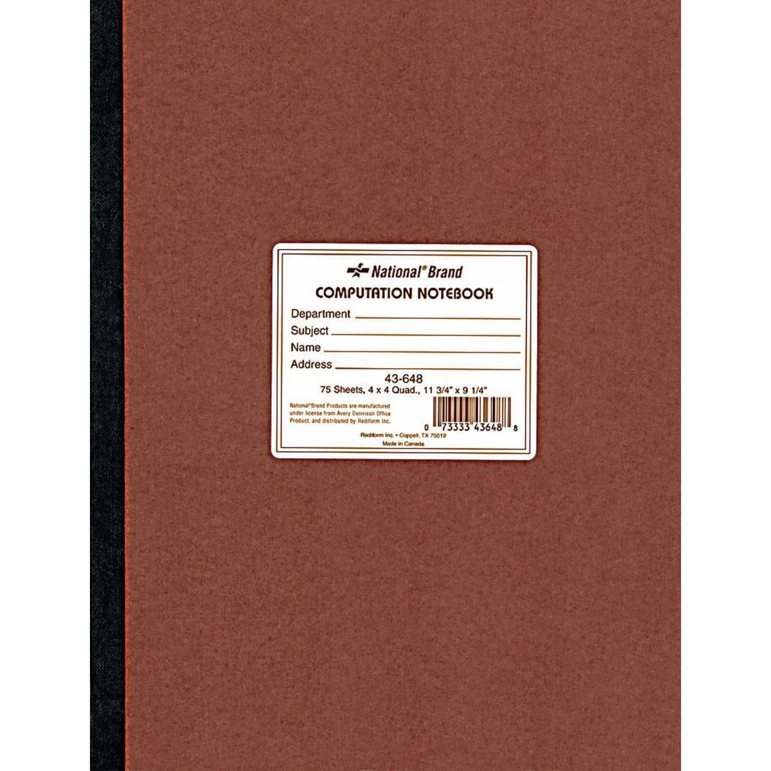 National Brand 100% Recycled Computation Notebook, 4 x 4 Quad, 11 3/4in x 9 1/4in, 75 Sheets - Image 3