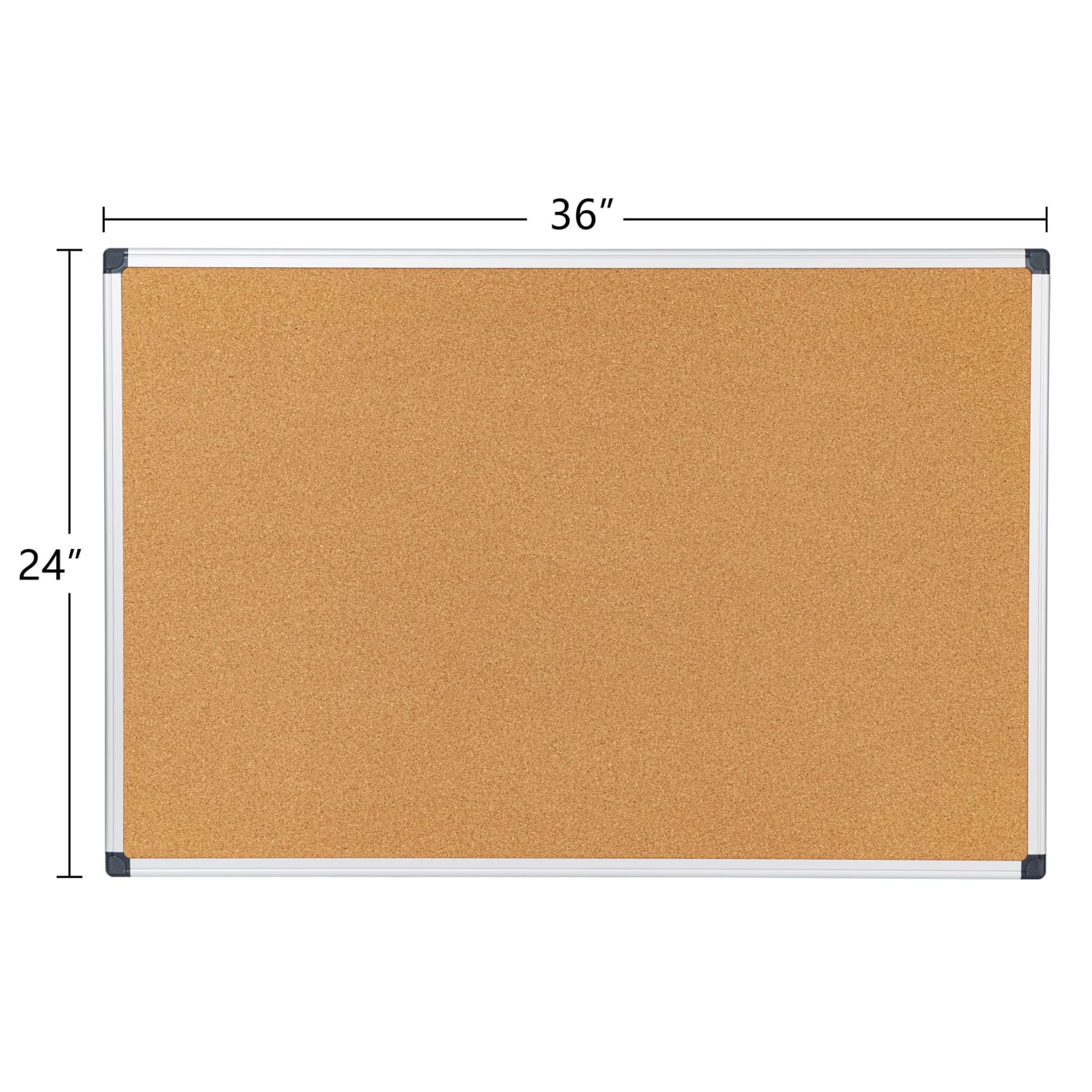 Office Depot Brand Cork Bulletin Board, 24in x 36in, Aluminum Frame With Silver Finish - Image 3