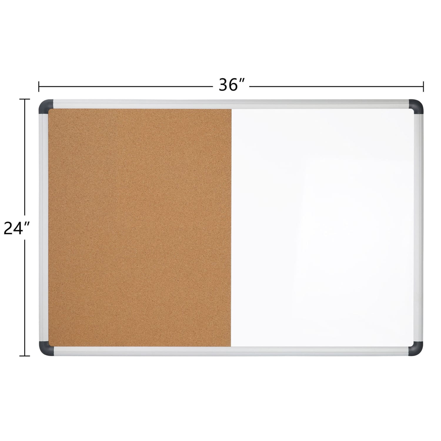 Realspace Magnetic Dry-Erase Whiteboard/Cork Bulletin Board, 24in x 36in, Silver Aluminum Frame - Image 3