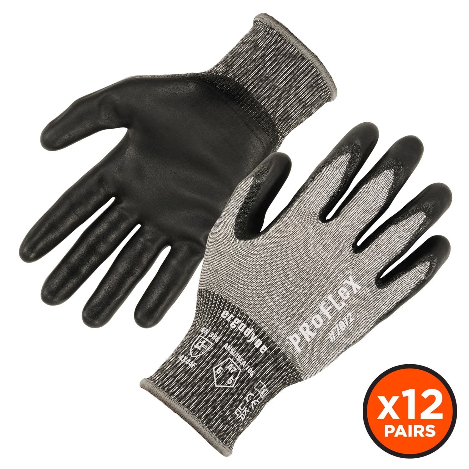 Ergodyne Proflex 7072-12PR Nitrile-Coated Cut-Resistant Gloves, Gray, Medium, Set Of 12 Pairs - Image 3