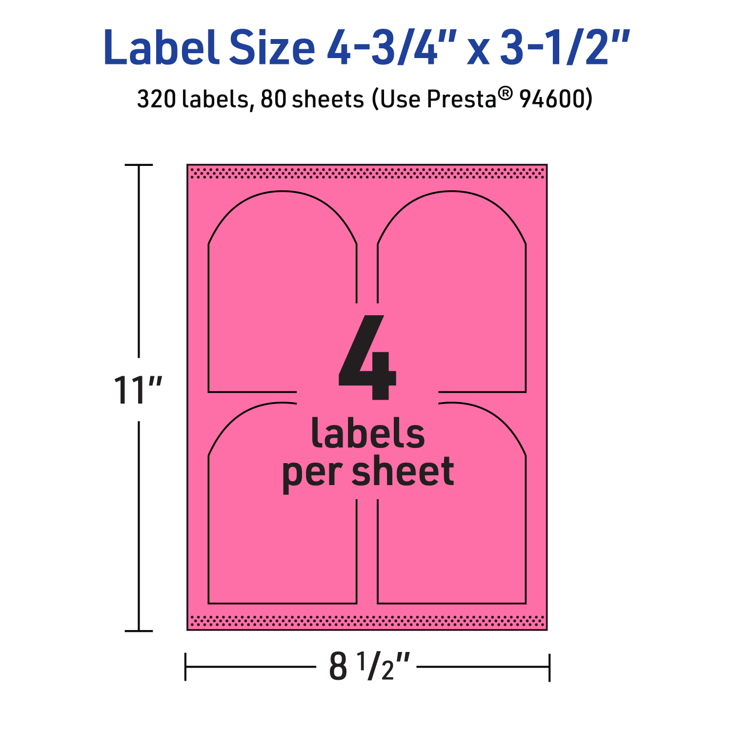Avery Print-To-The-Edge Labels With Sure Feed Technology, 94600-BPP80, Arched, 4-3/4in x 3-1/2in, Matte Bright Pink, Pack of 320 - Image 6
