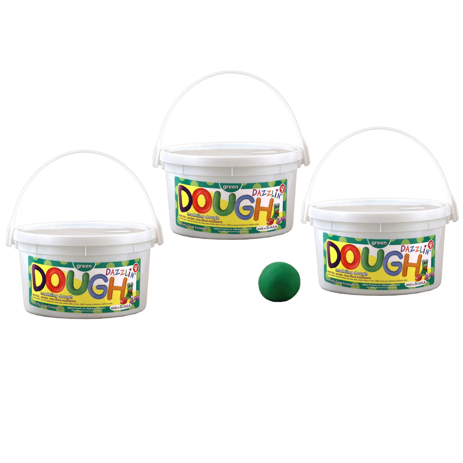 Hygloss Dazzlin Dough, 3 Lb Tub, Green, Pack Of 3 Tubs - Image 3