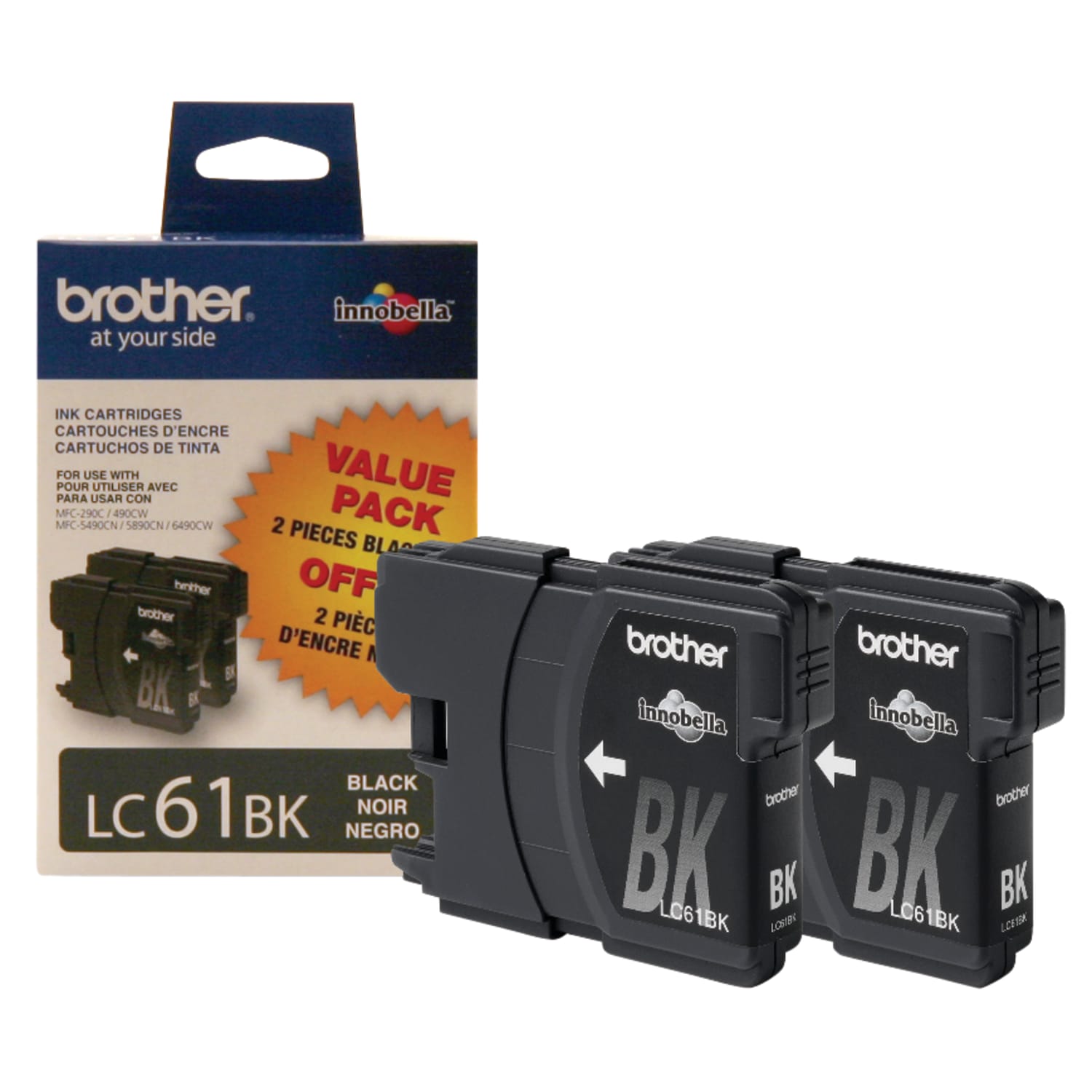 Brother LC61 Black Ink Cartridges, Pack Of 2, LC61BK - Image 3