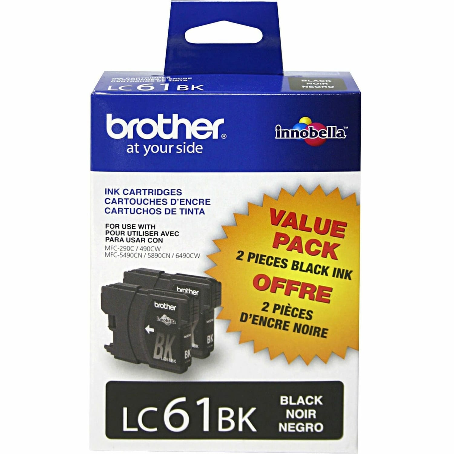 Brother LC61 Black Ink Cartridges, Pack Of 2, LC61BK - Image 4