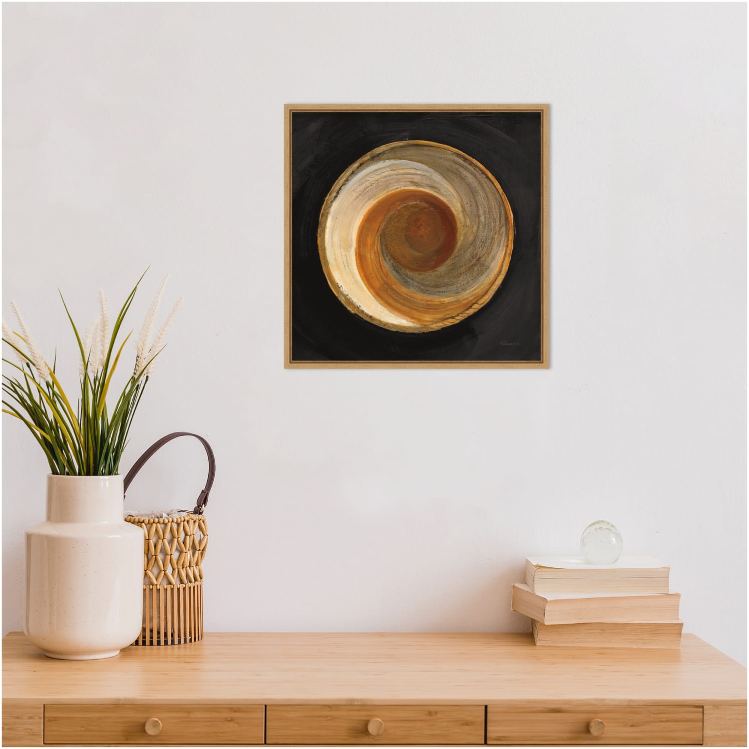 Amanti Art Woven Beauty I on Black by Albena Hristova Framed Canvas Wall Art Print, 16inH x 16inW, Maple - Image 3