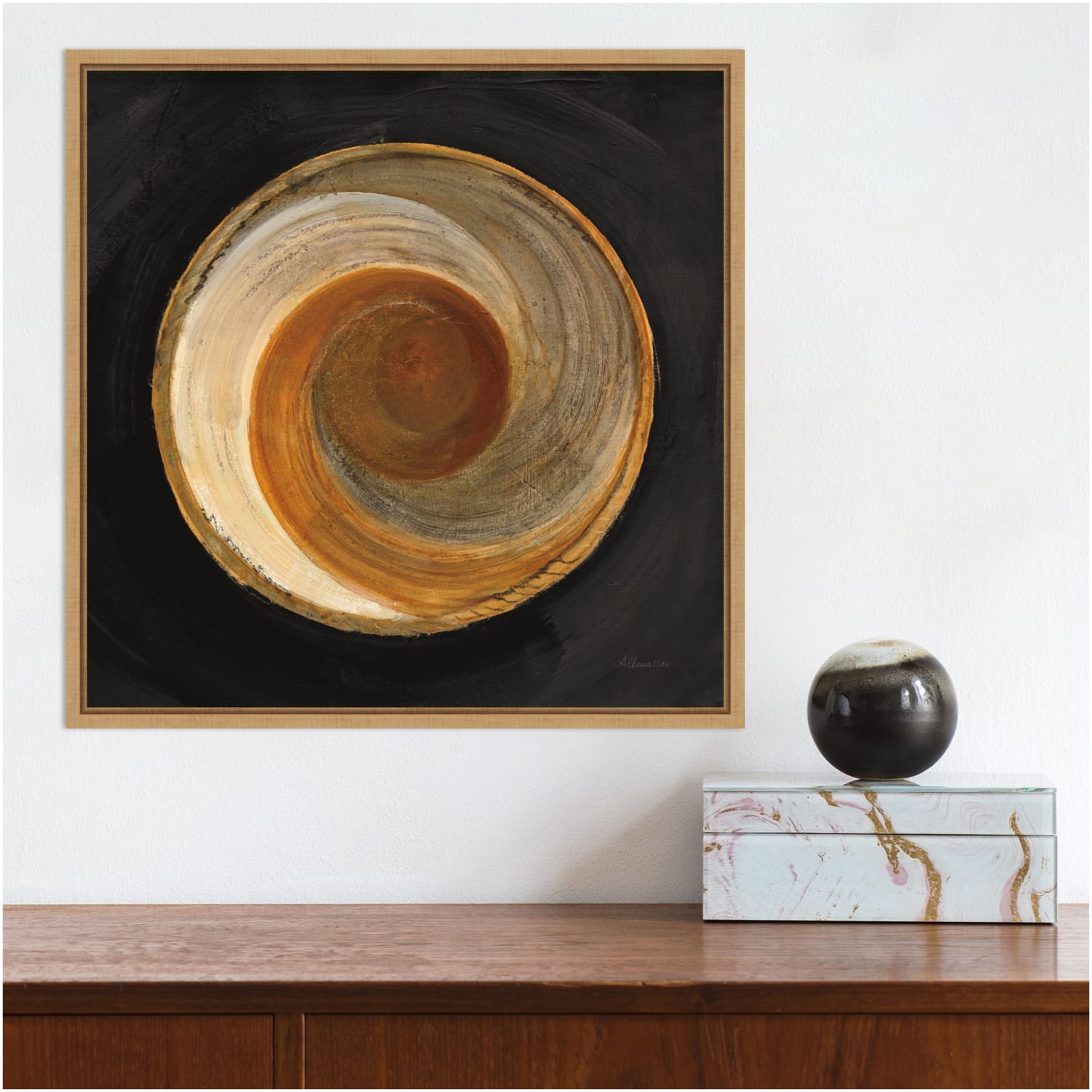 Amanti Art Woven Beauty I on Black by Albena Hristova Framed Canvas Wall Art Print, 16inH x 16inW, Maple - Image 4