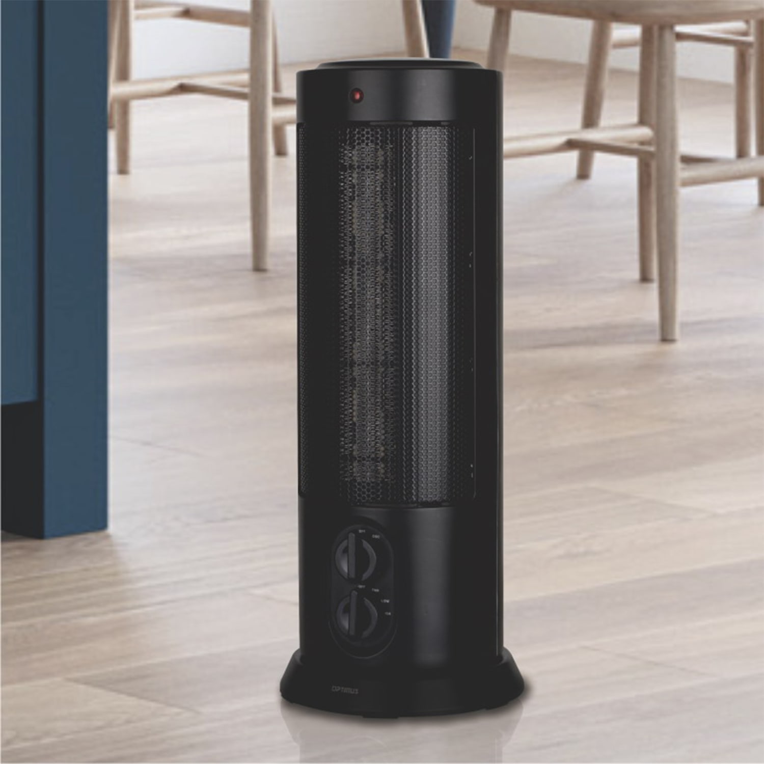 Optimus 1500-Watt Oscillating Tower Heater With Thermostat, 18in x 7-1/2in, Black - Image 4