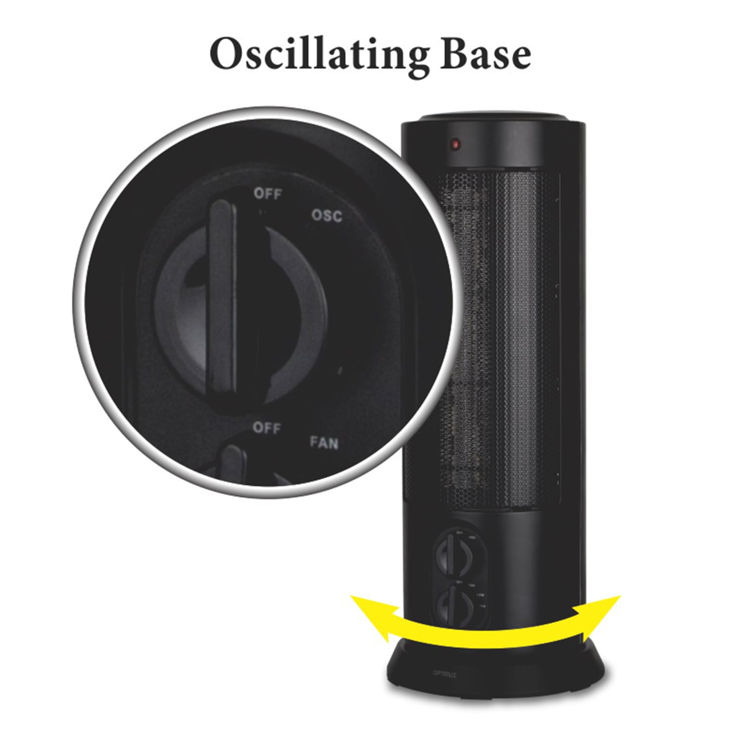 Optimus 1500-Watt Oscillating Tower Heater With Thermostat, 18in x 7-1/2in, Black - Image 5