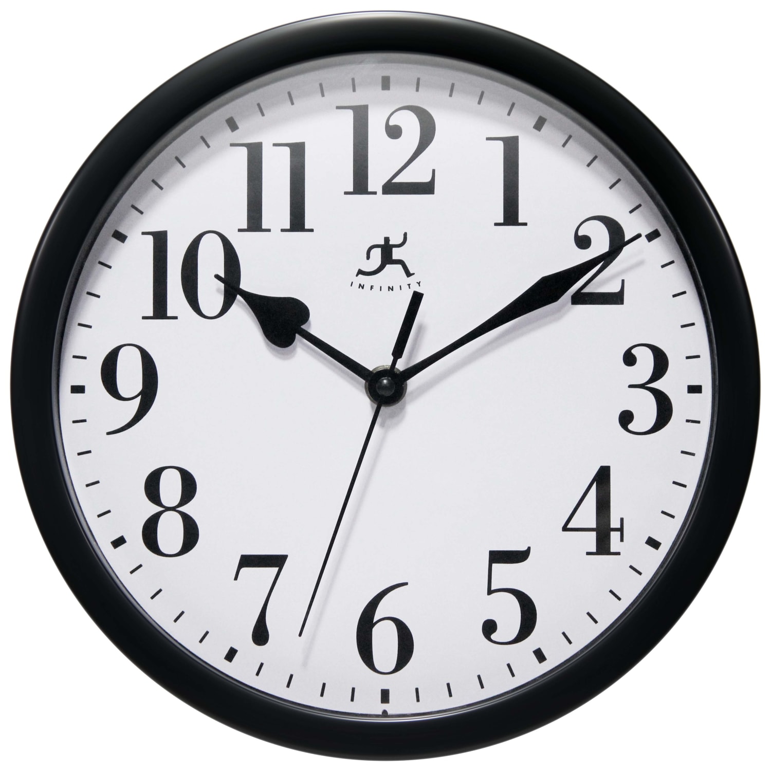 Infinity Instruments Simple Round Wall Clock, 9in, Black