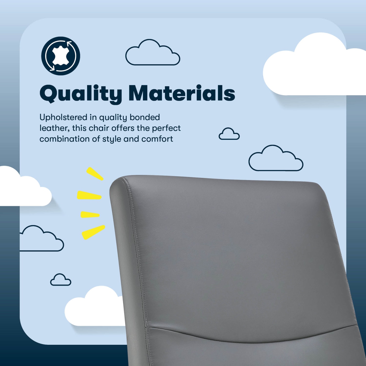 Serta Comfort Modern Ergonomic Bonded Leather High Back Executive Office Chair Gray PopularChairscom
