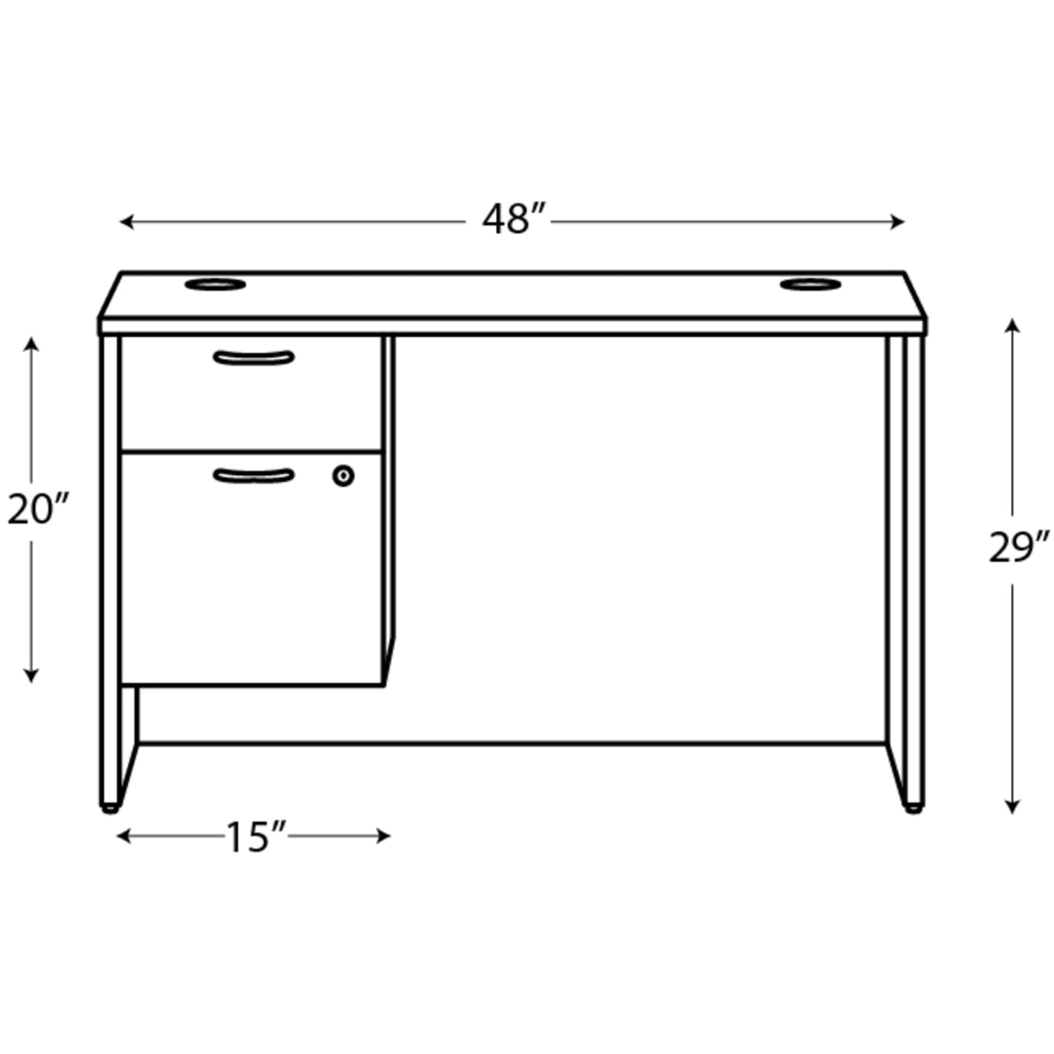 HON Mod 48inW Computer Desk With Hanging Storage Pedestal, Sepia Walnut - Image 3