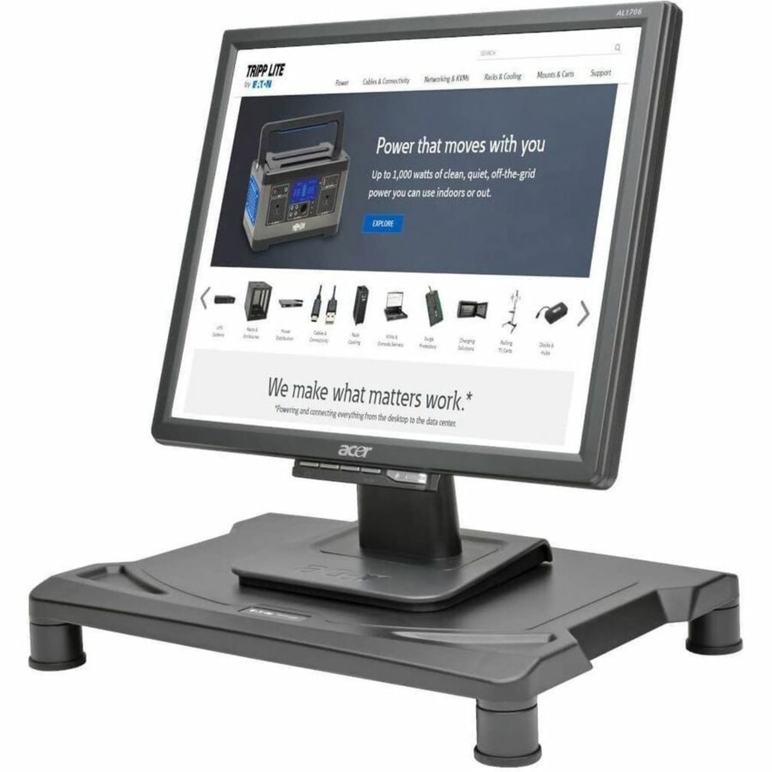 Eaton Tripp Lite Series Universal Monitor Riser, Height-Adjustable, Black, TAA, MR1612 - Image 3