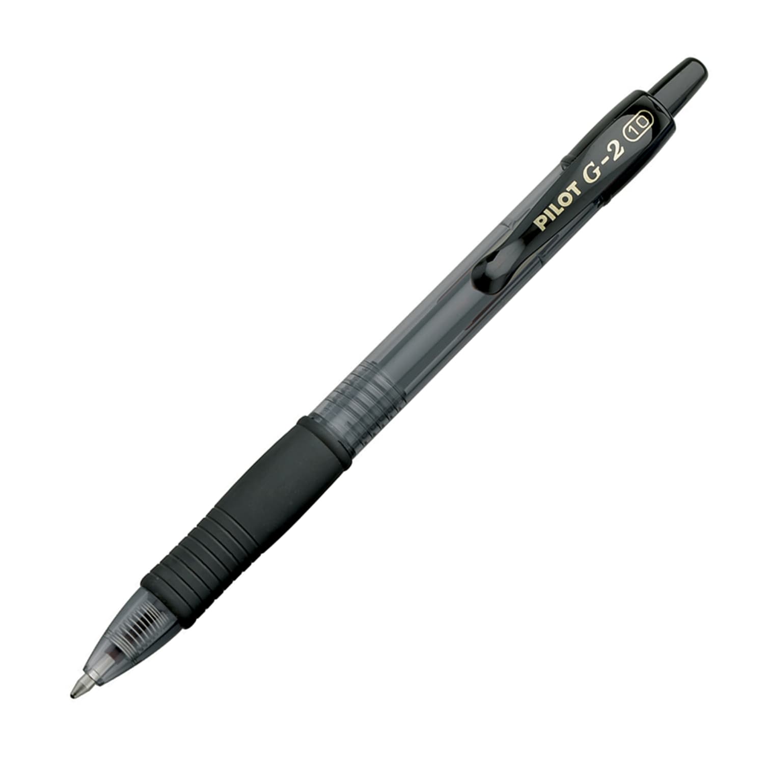 Pilot G2 Retractable Gel Pens, Bold Point, 1.0 mm, Clear Barrels, Black Ink, Pack Of 12 Pens - Image 3
