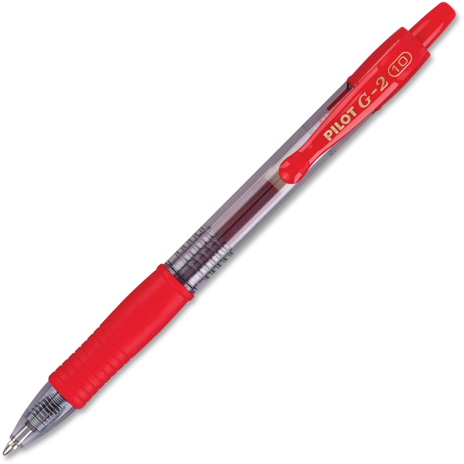 Pilot G2 Retractable Gel Pens, Bold Point, 1.0 mm, Clear Barrels, Red Ink, Pack Of 12 - Image 3