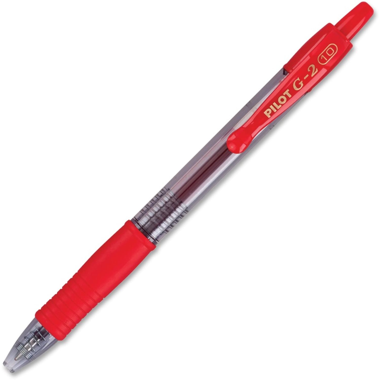 Pilot G2 Retractable Gel Pens, Bold Point, 1.0 mm, Clear Barrels, Red Ink, Pack Of 12 - Image 4
