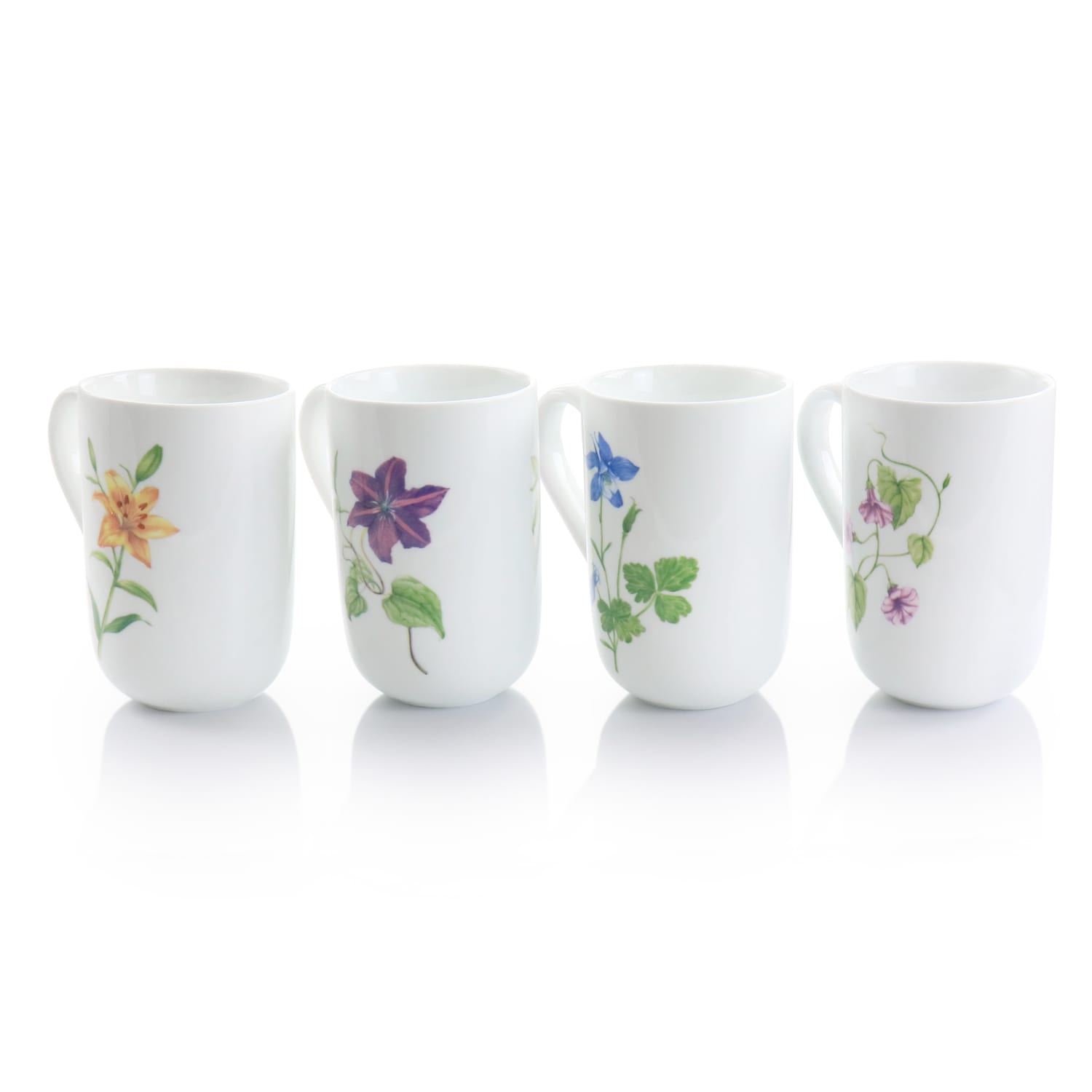 Martha Stewart Botanical Garden 4-Piece Ceramic Mug Set, 14.5 Oz, White - Image 6