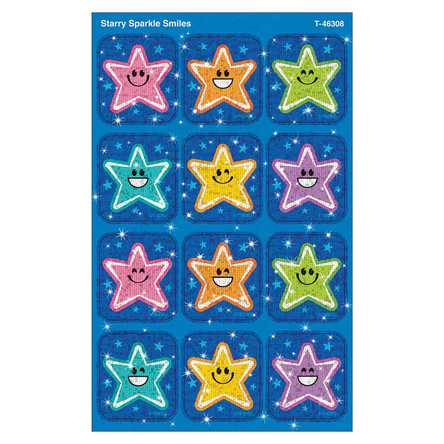 TREND Sparkle Stickers, Starry Smiles, 24 Per Pack, Set Of 6 Packs - Image 3