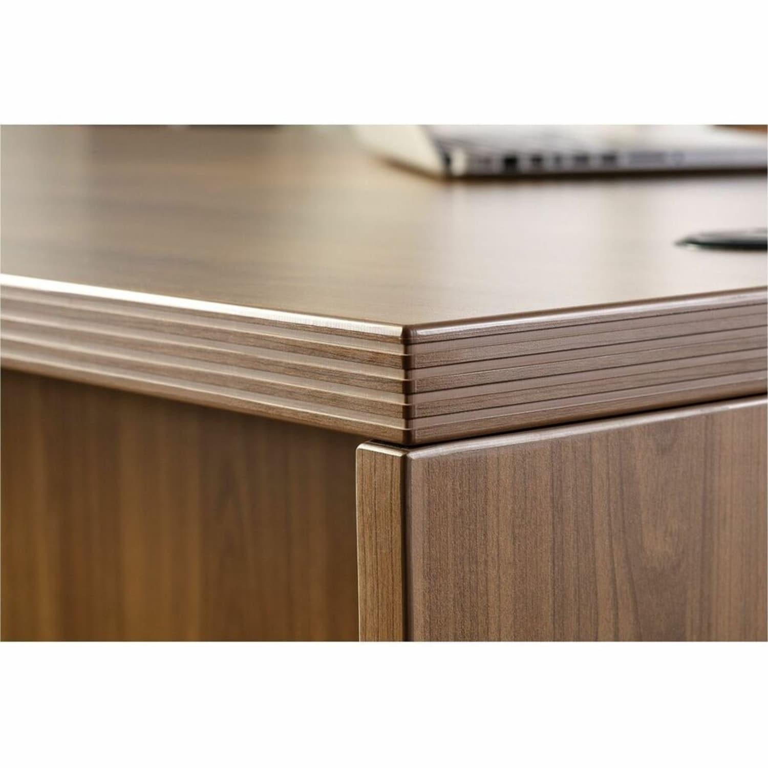 Lorell Chateau 60inW Credenza Computer Desk, Walnut - Image 3