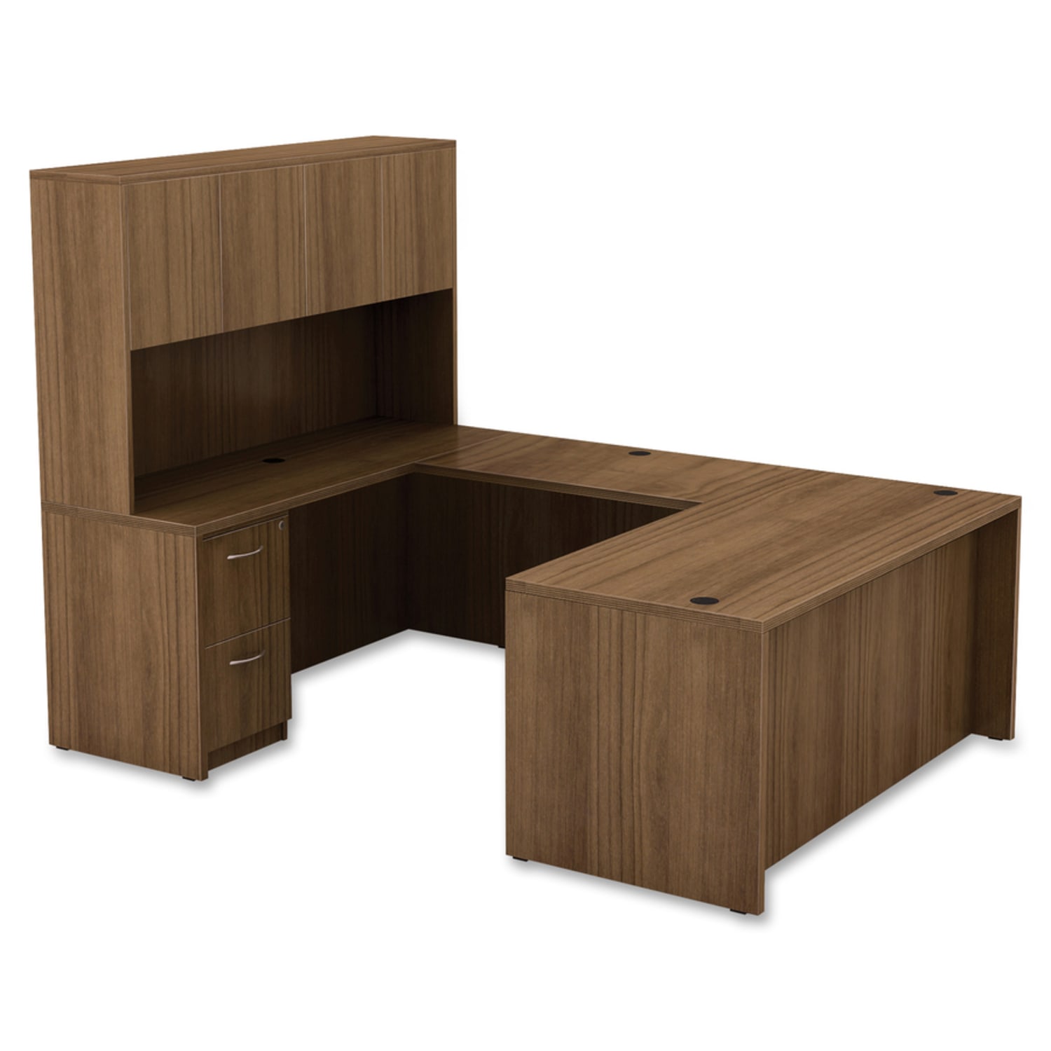Lorell Chateau 60inW Credenza Computer Desk, Walnut - Image 6