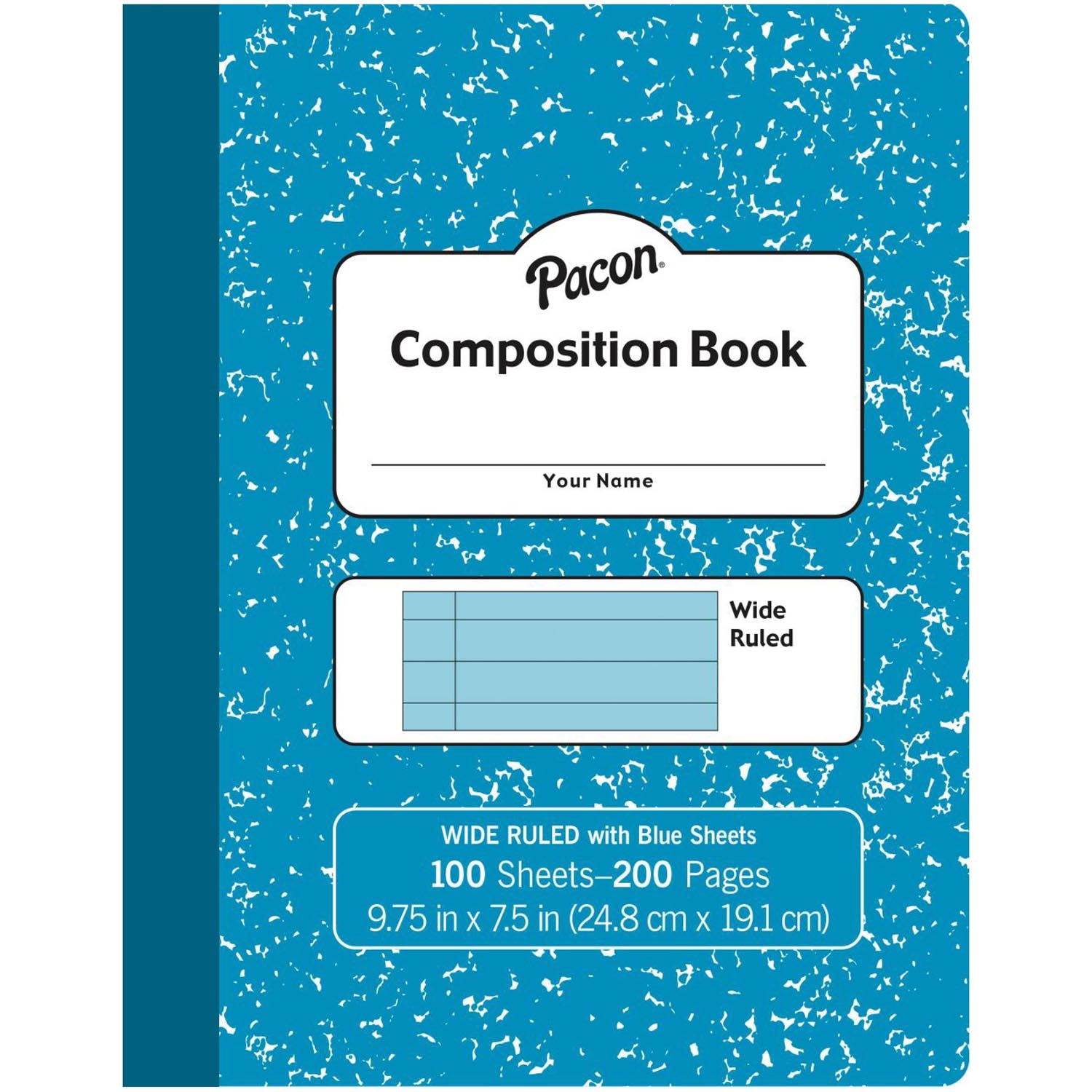 Pacon Pastel Composition Book, 9-3/4in x 7-1/2in, 3/8in Ruled, 100 Sheets, Blue Marble Cover, Light Blue Sheets, Pack Of 6 - Image 3
