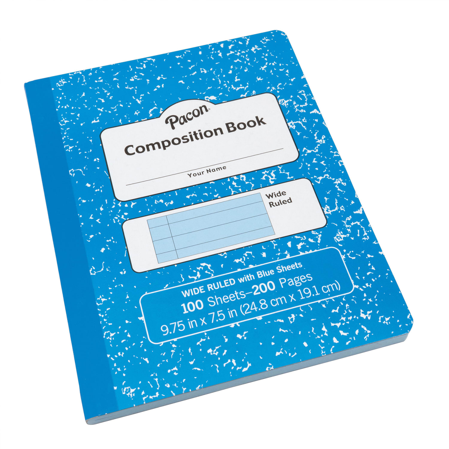 Pacon Pastel Composition Book, 9-3/4in x 7-1/2in, 3/8in Ruled, 100 Sheets, Blue Marble Cover, Light Blue Sheets, Pack Of 6 - Image 4