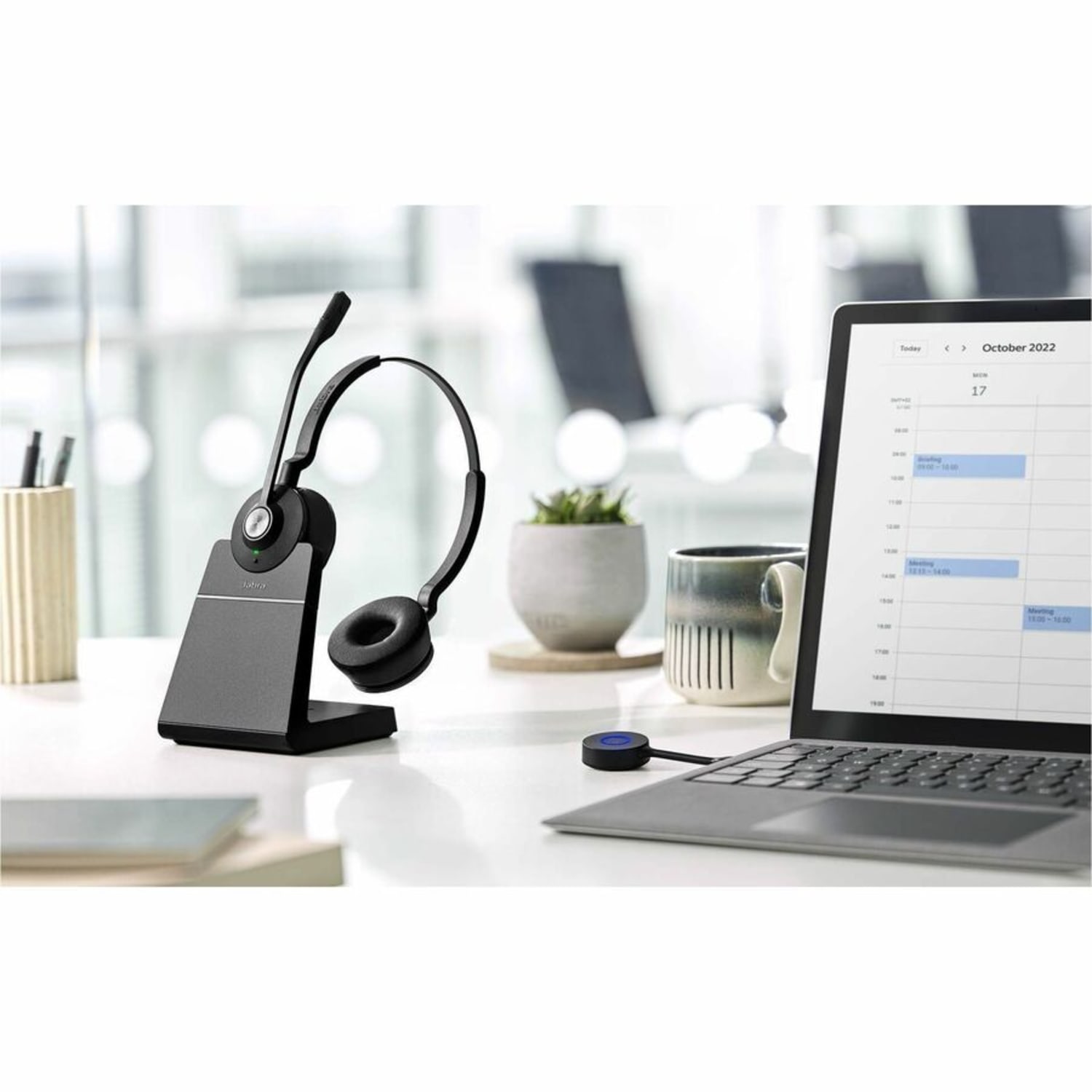 Jabra Engage 55 SE Headset - Microsoft Teams Certification - Stereo - USB Type C - Wired/Wireless - DECT - 490 ft - 40 Hz to 16 kHz - Over-the-head, On-ear - Binaural - Supra-aural - Image 3