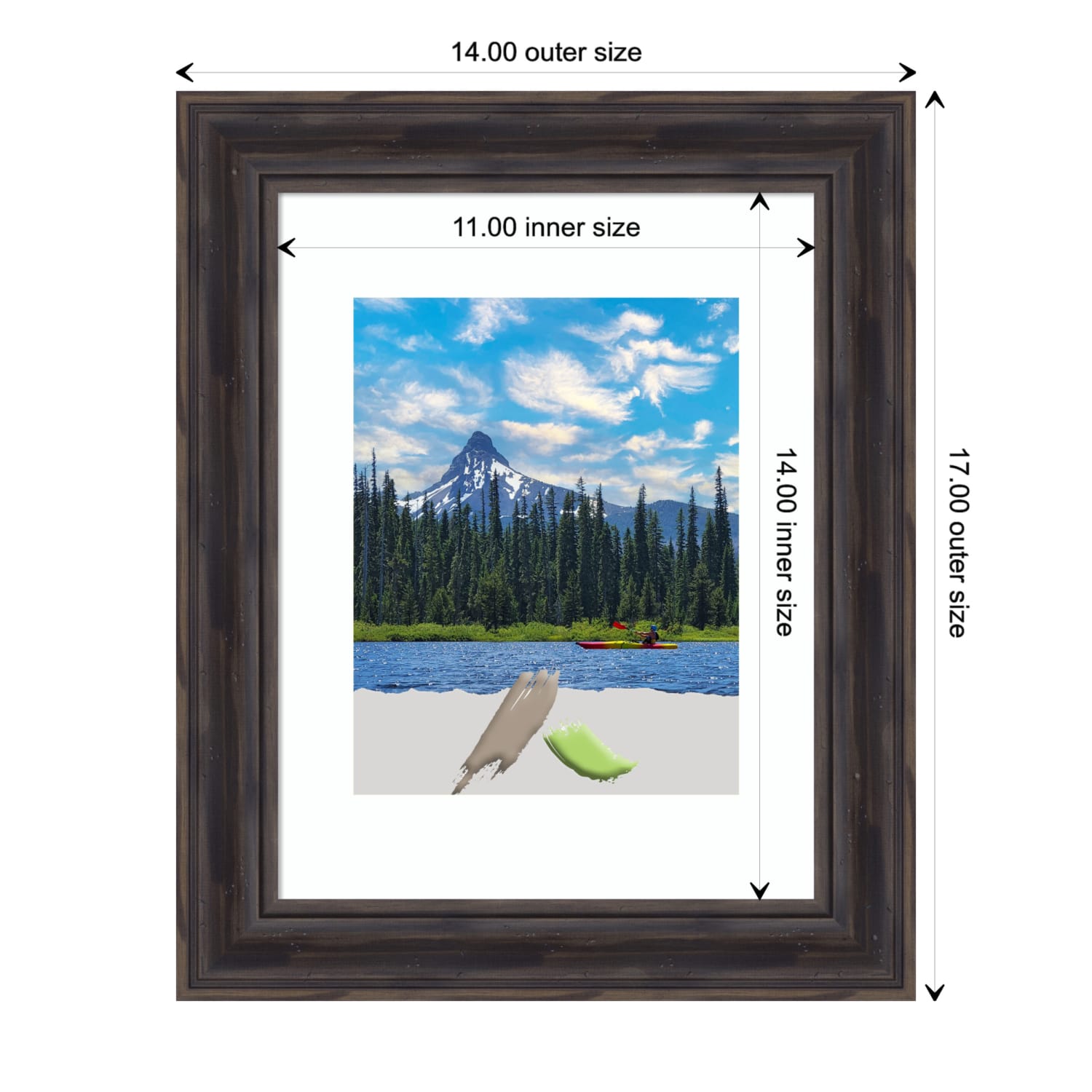 Amanti Art Rustic Narrow Wood Picture Frame, Opening Size 14in x 17in (Matted To 11in x 14in), Pine Brown - Image 5