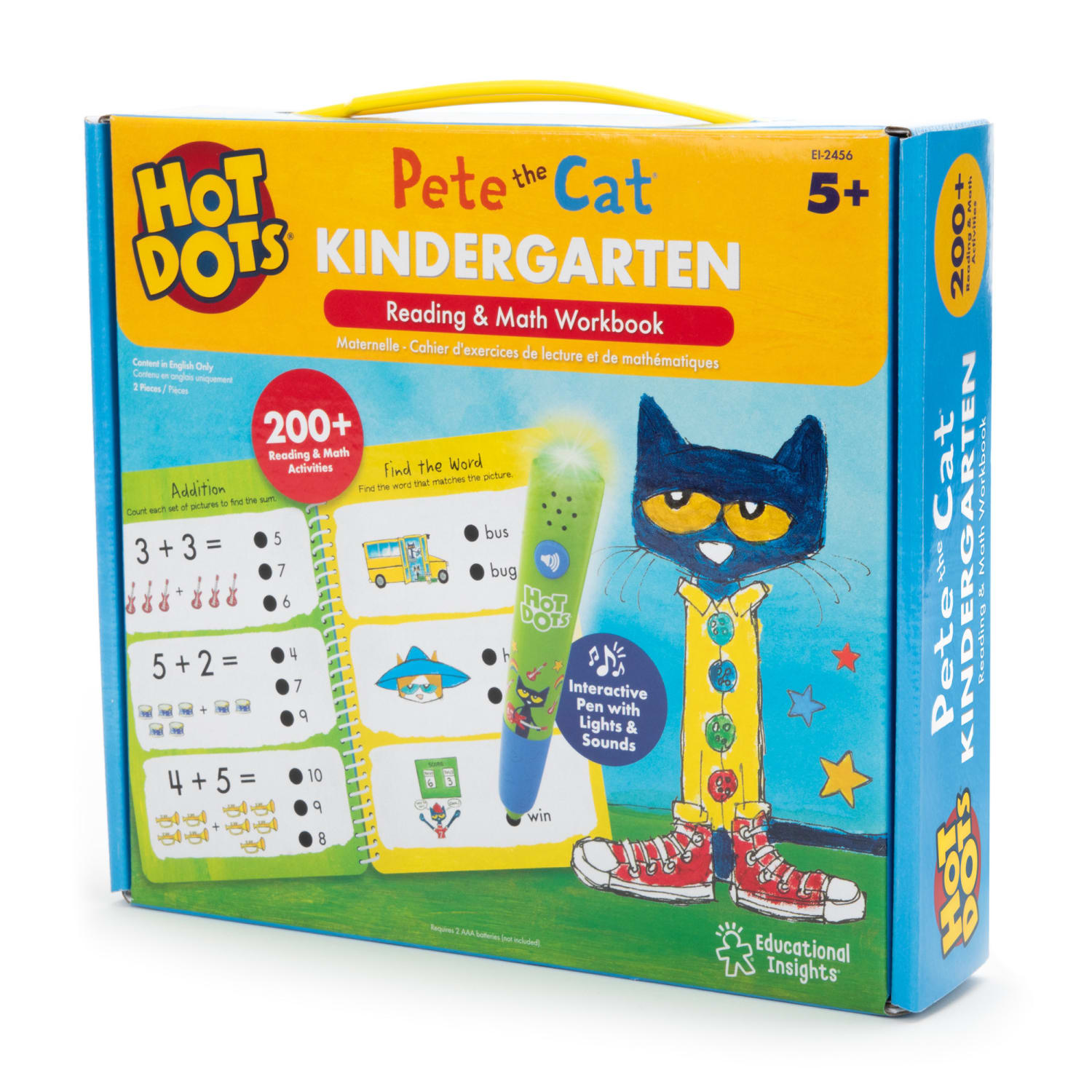 Educational Insights Hot Dots Pete the Cat Kindergarten Reading & Math Activity Book & Hot Dots Pen - Image 3