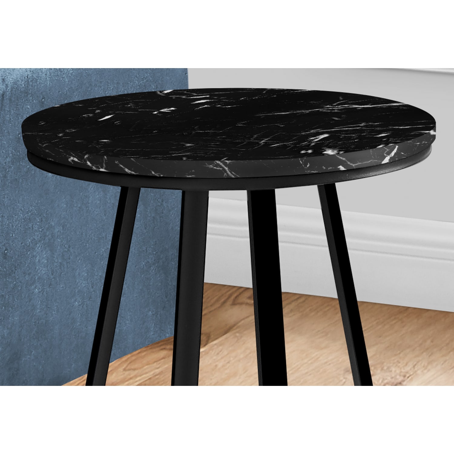 Monarch Specialties Mia Accent Table, 21-3/4inH x 15-3/4inW x 15-3/4inD, Black/Black Marble - Image 4