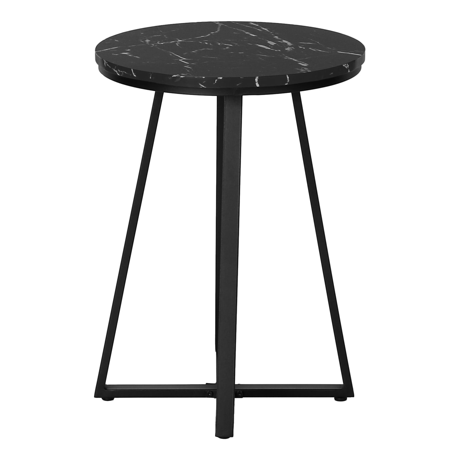 Monarch Specialties Mia Accent Table, 21-3/4inH x 15-3/4inW x 15-3/4inD, Black/Black Marble - Image 6