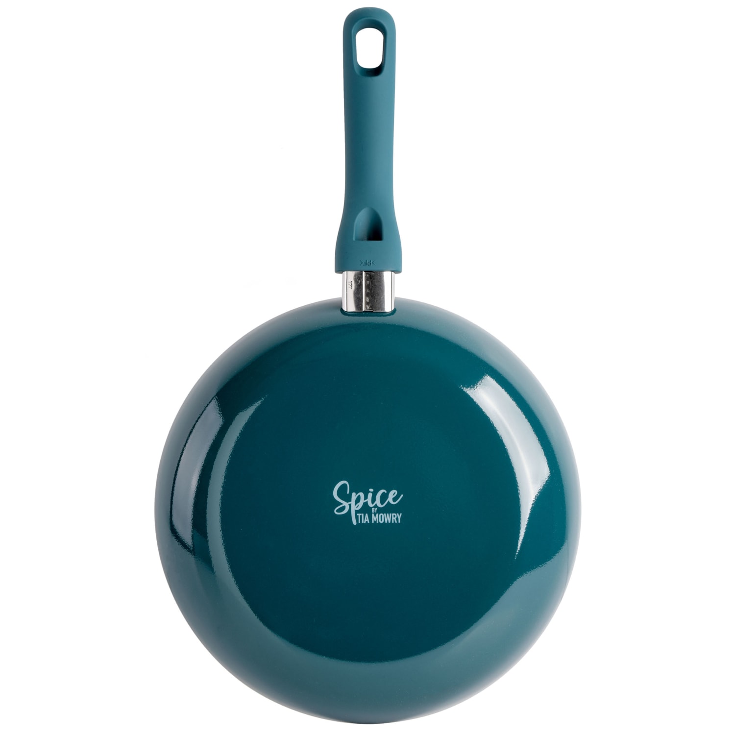 Spice by Tia Mowry Savory Saffron 2-Piece Ceramic Non-Stick Aluminum Frying Pan Set, Teal - Image 3