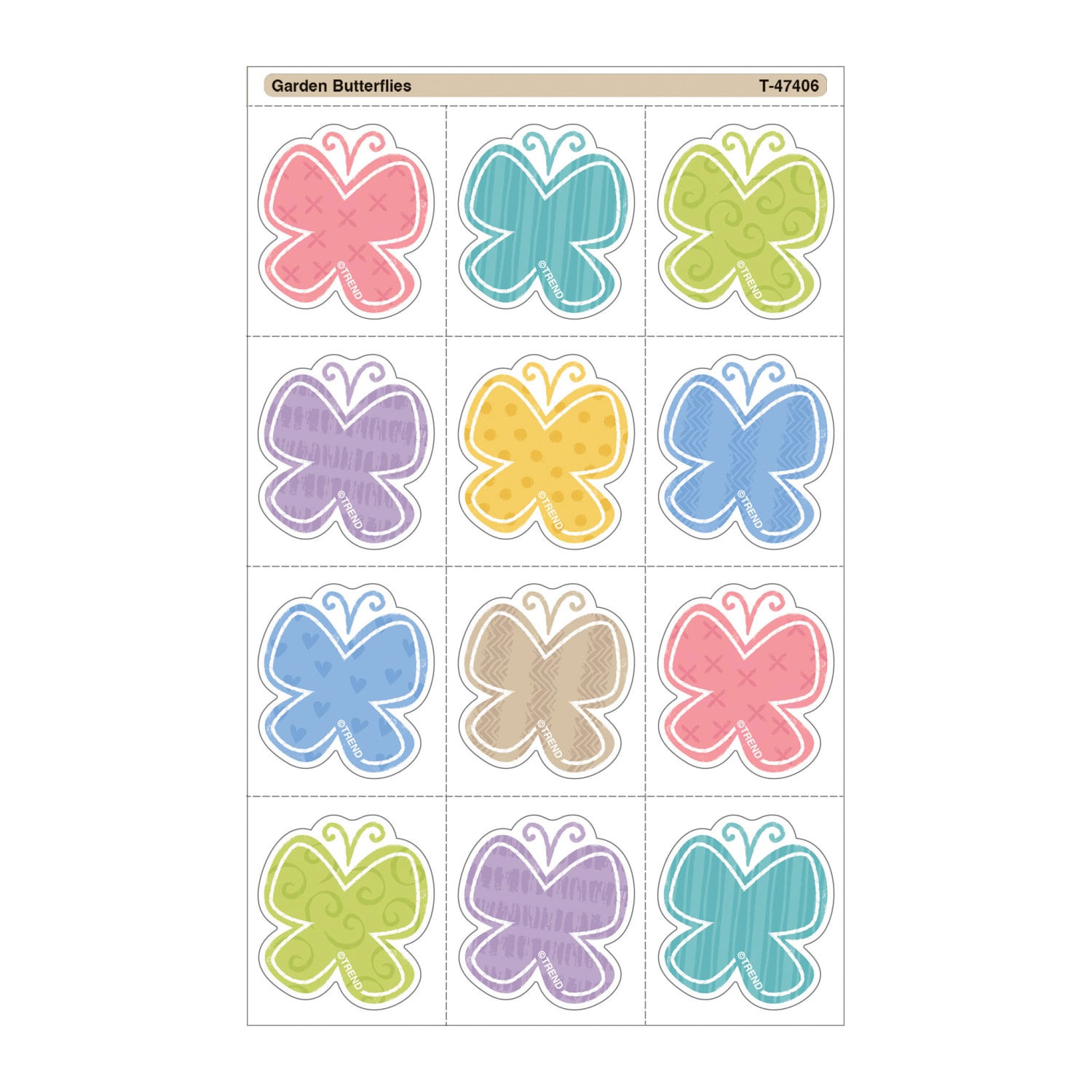 Trend Tear & Share Stickers, Garden Butterflies, 60 Stickers Per Pack, Set Of 6 Packs - Image 4