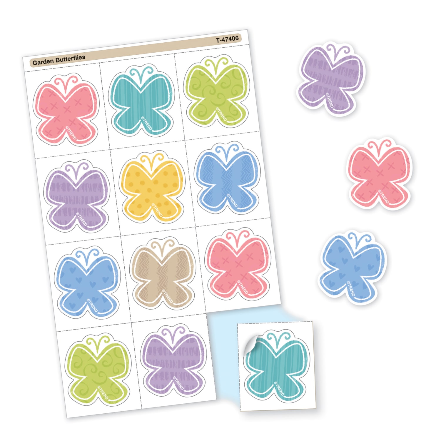Trend Tear & Share Stickers, Garden Butterflies, 60 Stickers Per Pack, Set Of 6 Packs - Image 5