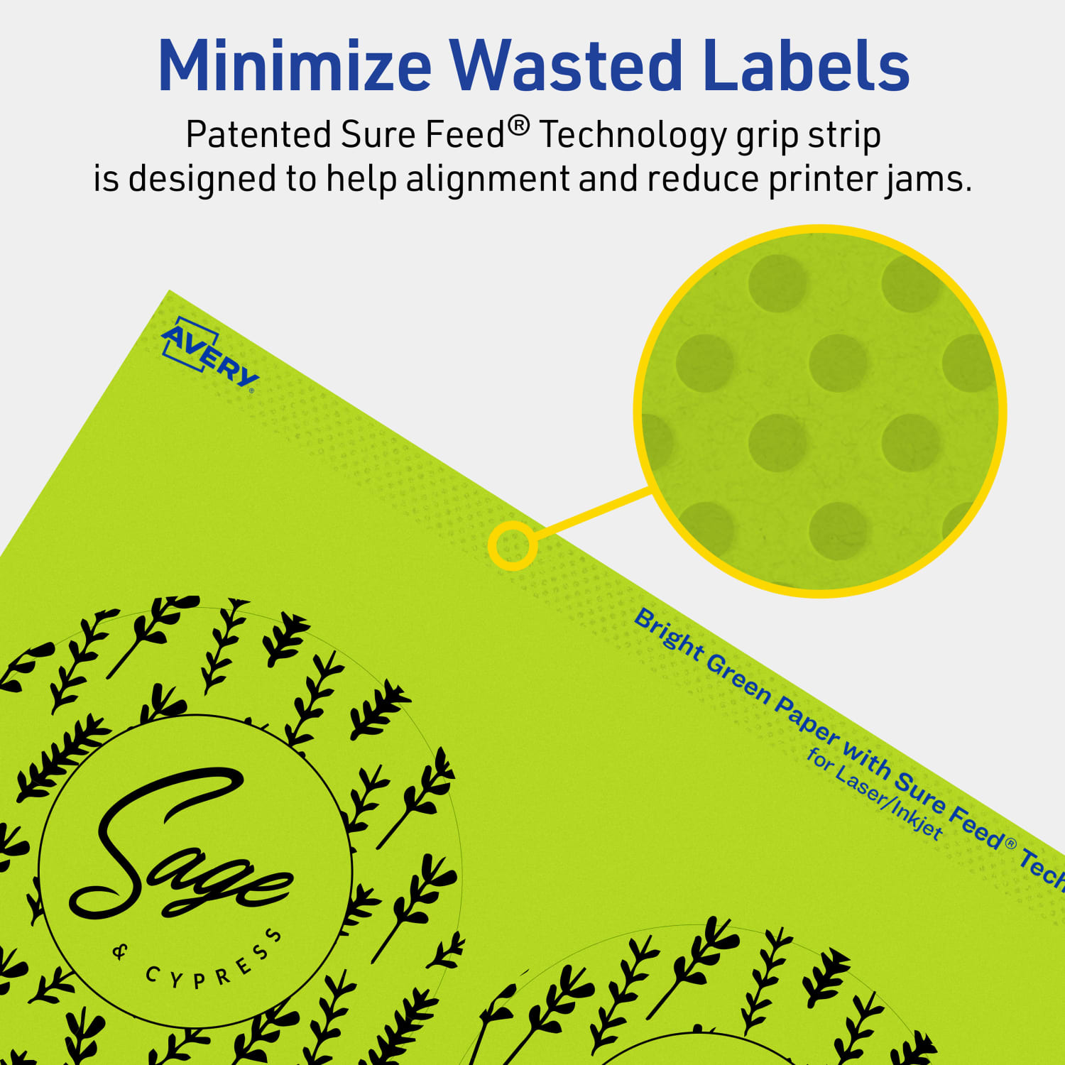 Avery Print-To-The-Edge Labels With Sure Feed Technology And Easy Peel Label Feature, 94514-BGP20, Round, 3-1/2in, Matte Bright Green, Pack of 80 - Image 5