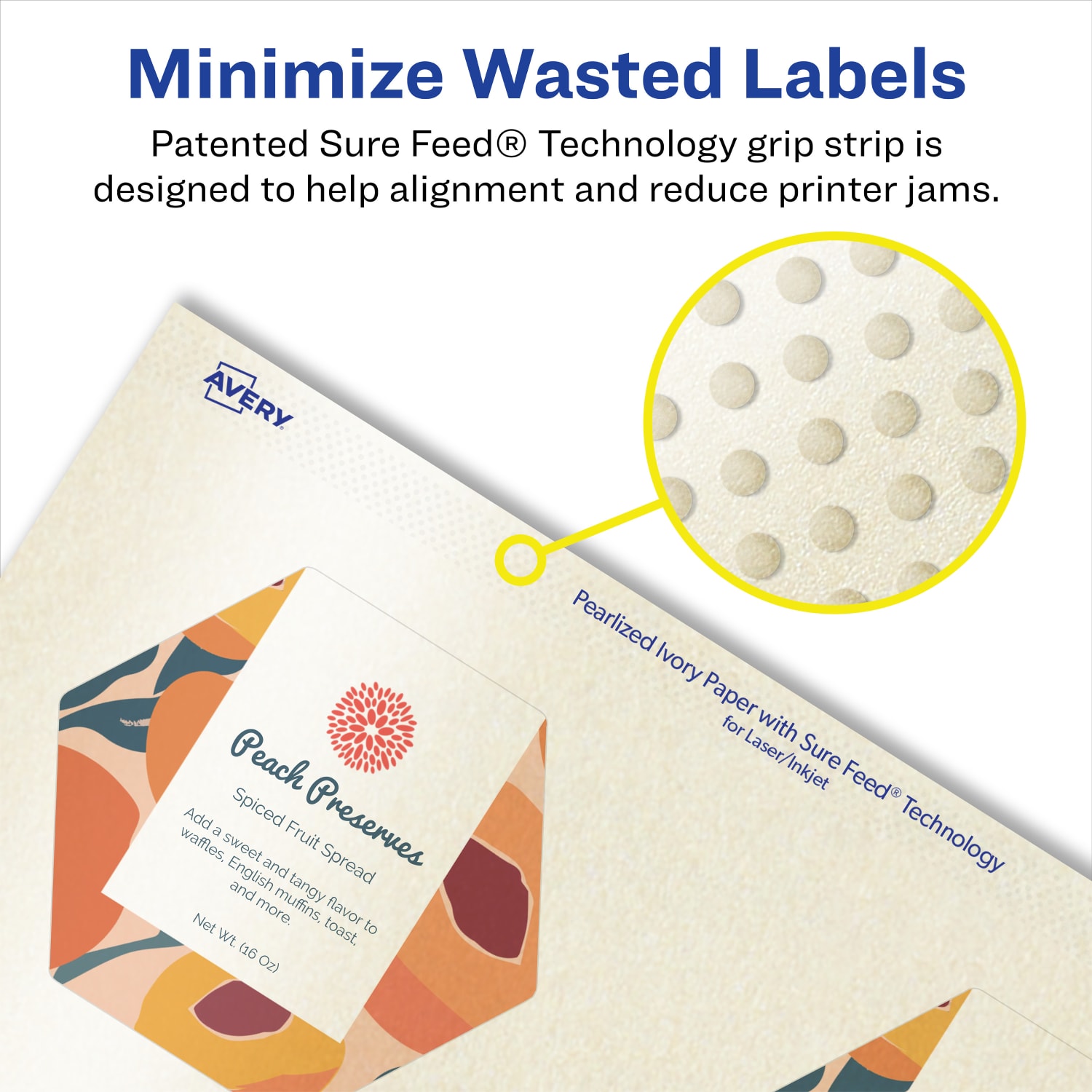 Avery Pearlized Permanent Labels With Sure Feed, 94121-PIP100, Hexagon, 2-1/2in x 2-57/64in, Ivory, Pack Of 600 Labels - Image 5