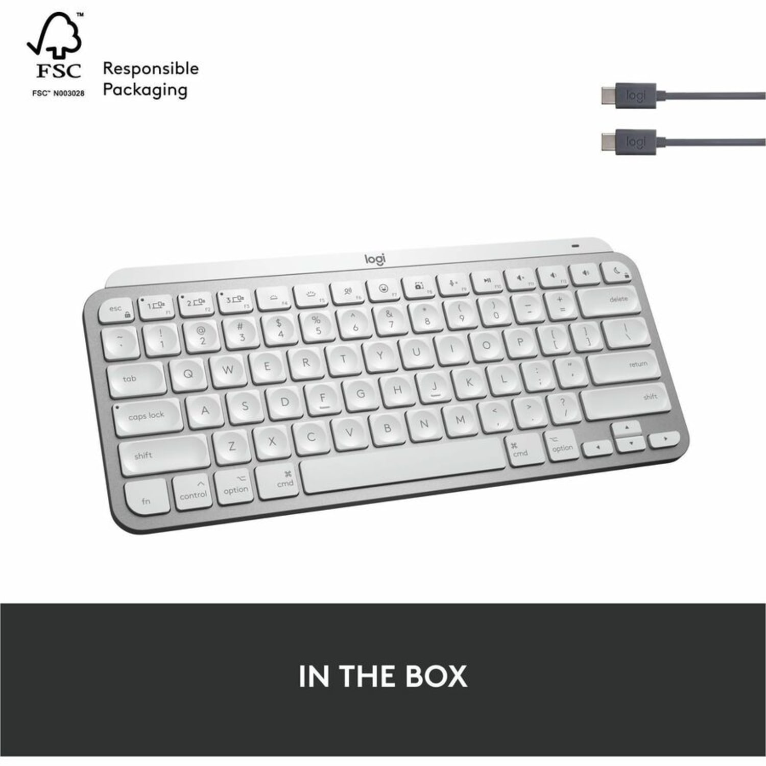 Logitech MX Keys Mini for Mac Minimalist Wireless Illuminated Keyboard, Bluetooth, Backlit Keys, USB-C, Metal Build, Pale Grey - Wireless Connectivity - Bluetooth - 32.81 ft - Dictation, Emoji, Microphone Mute Hot Key(s) - PC, Mac - MX Keyswitch - Image 4