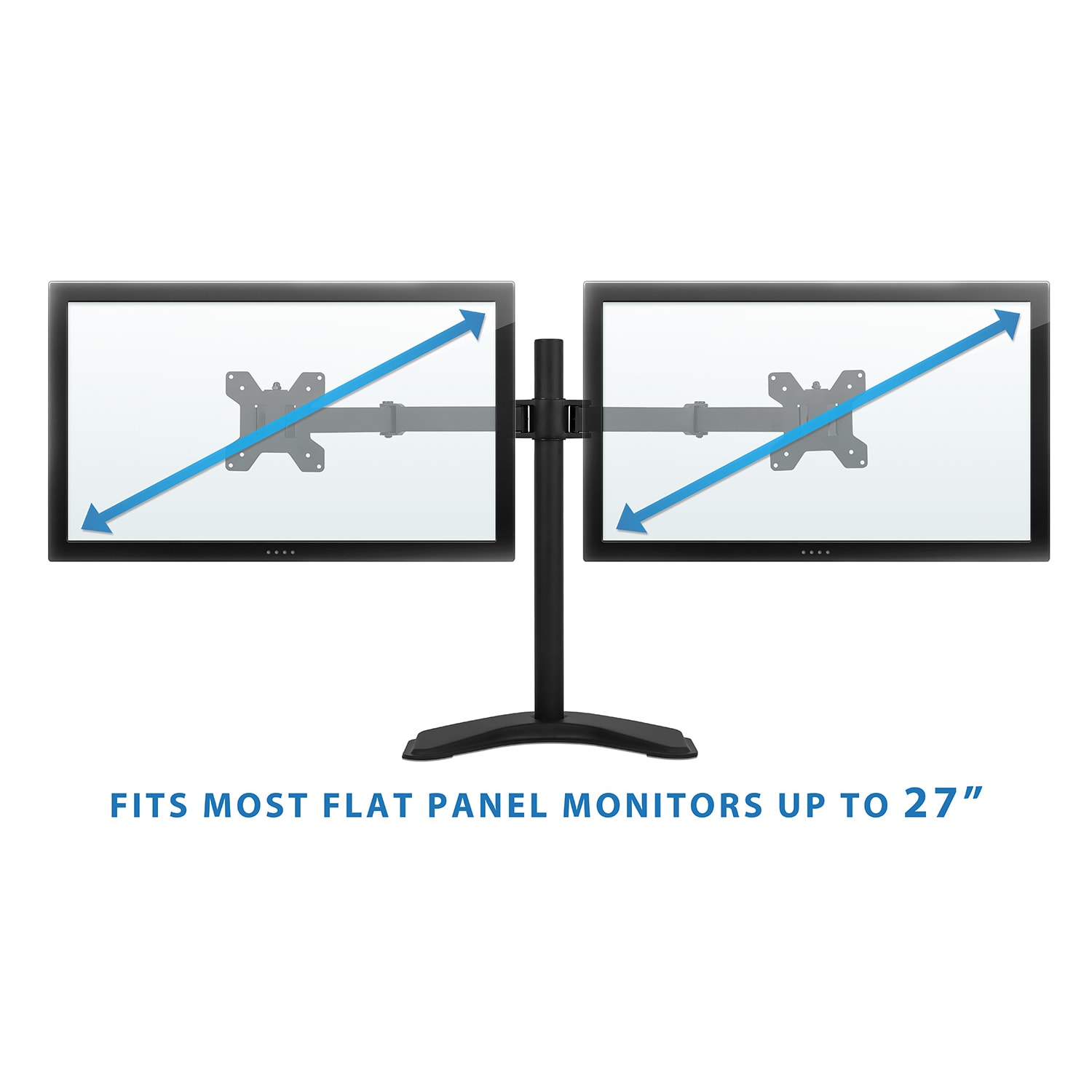 Mount-It! Dual Monitor Desk Stand for Screens Up to 32in, Black, MI-2781 - Image 4