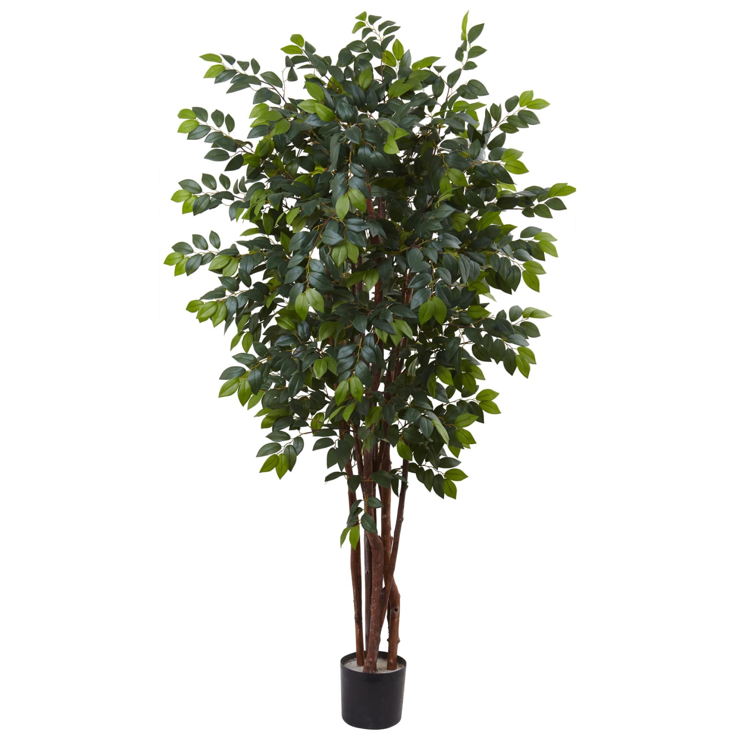 Nearly Natural 7ftH Artificial Sakaki Silk Tree With Pot, Green/Black