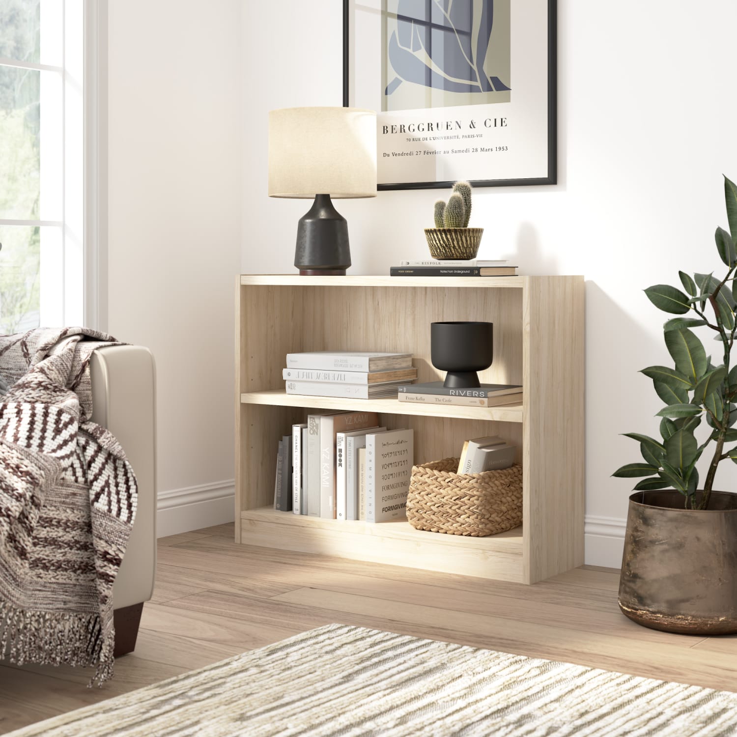 Bush Furniture 30inH Universal Small 2 Shelf Bookcase, Natural Elm, Standard Delivery - Image 3