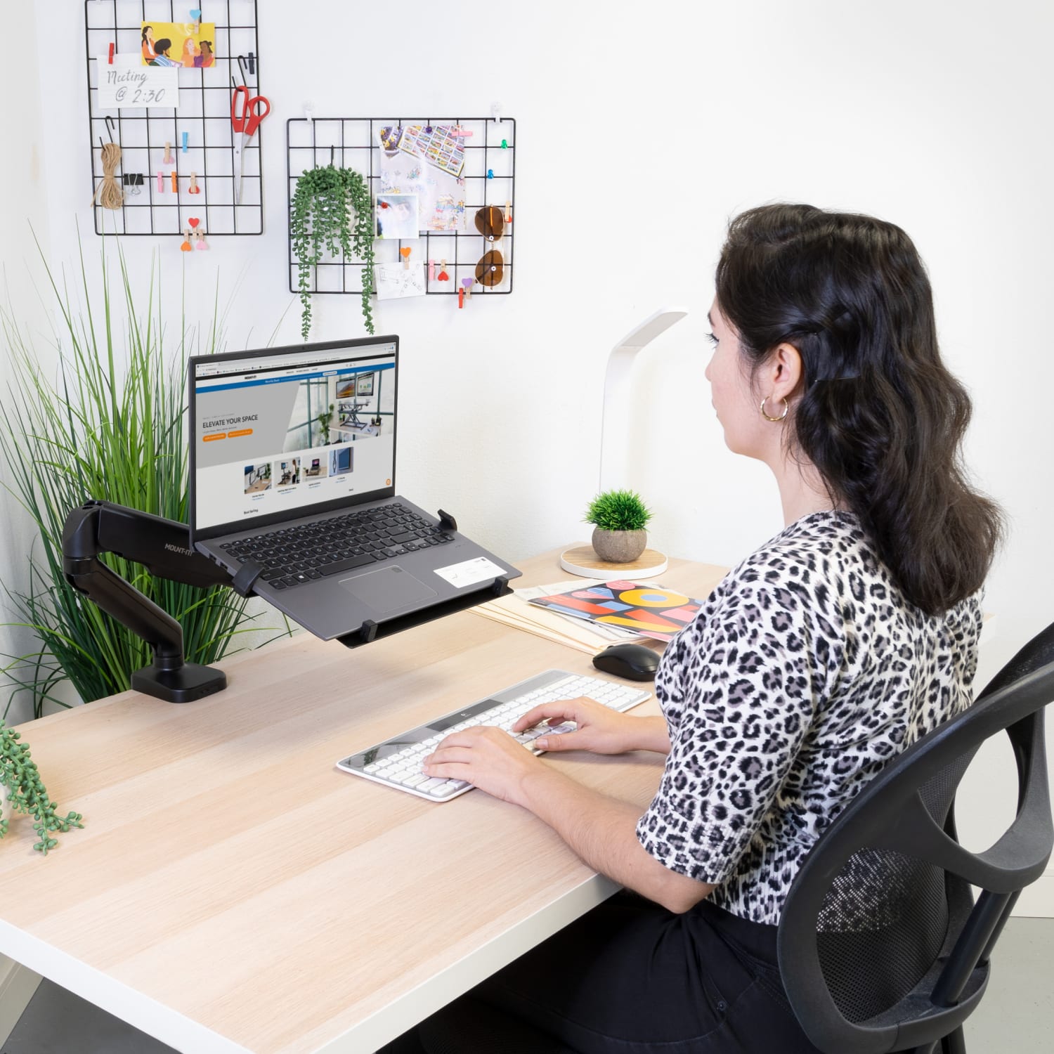 Mount-It! Height Adjustable Laptop Desk Mount, Black - Image 3