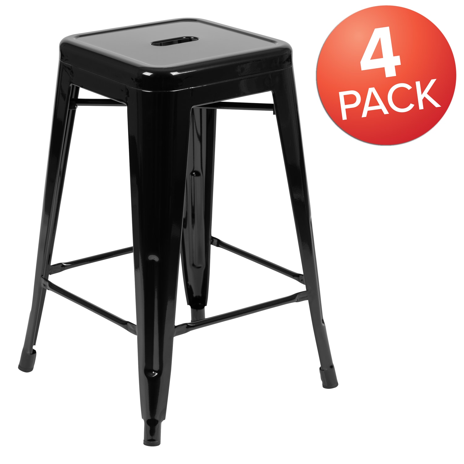 Flash Furniture 24in Metal Counter Height Bar Stools Set Of 4 Bar Stools Black PopularChairscom