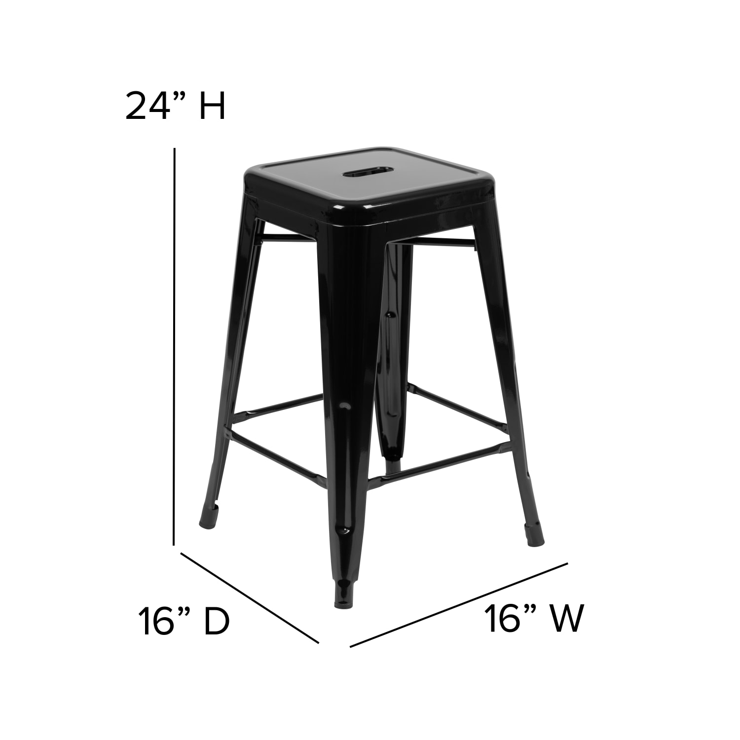 Flash Furniture 24in Metal Counter Height Bar Stools Set Of 4 Bar Stools Black PopularChairscom