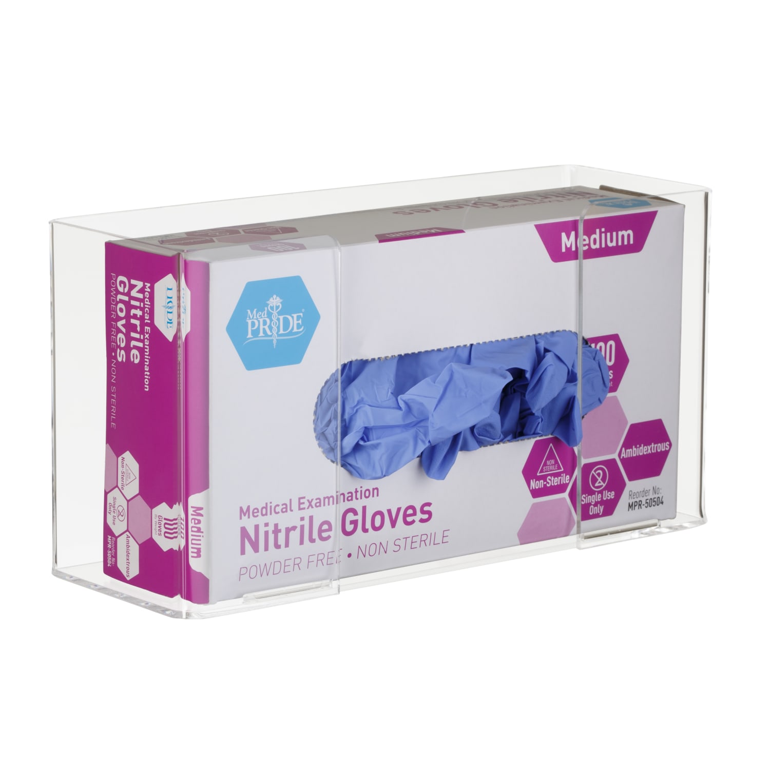 Alpine AdirMed Single Box Capacity Acrylic Glove Dispenser, 5-5/16inH x 10-1/4inW x 3-1/2inD, Clear - Image 3