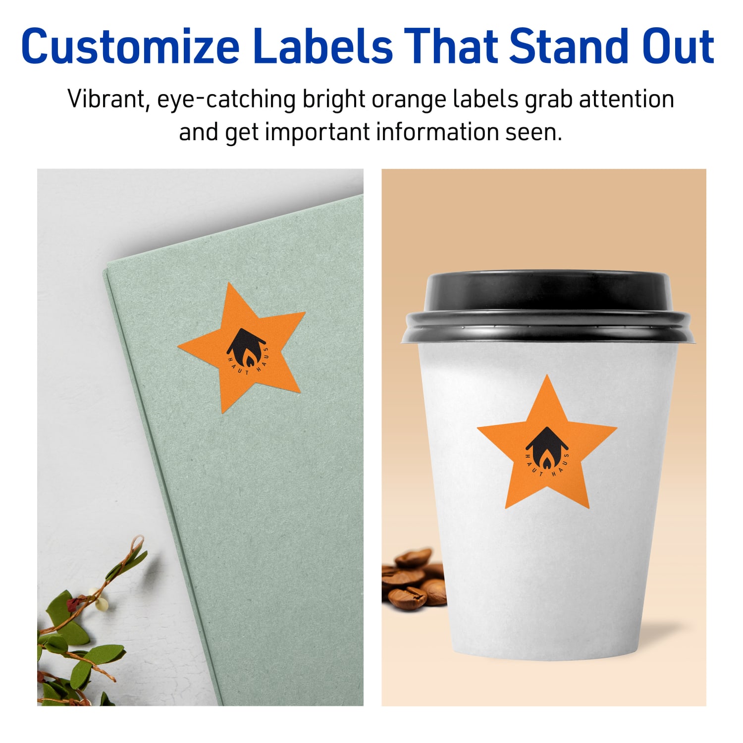 Avery Print-To-The-Edge Labels With Sure Feed Technology, 94611-BOP40, Star, 2-1/4in x 2-3/8in, Matte Bright Orange, Pack of 480 - Image 4