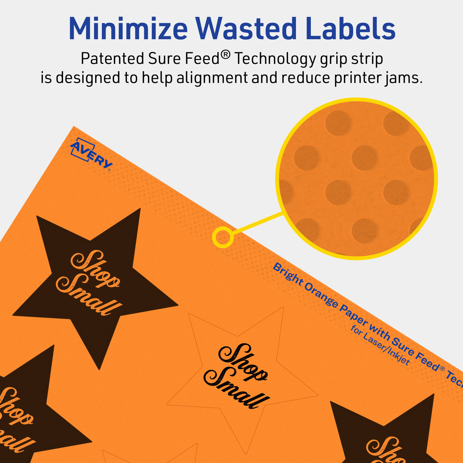 Avery Print-To-The-Edge Labels With Sure Feed Technology, 94611-BOP40, Star, 2-1/4in x 2-3/8in, Matte Bright Orange, Pack of 480 - Image 5