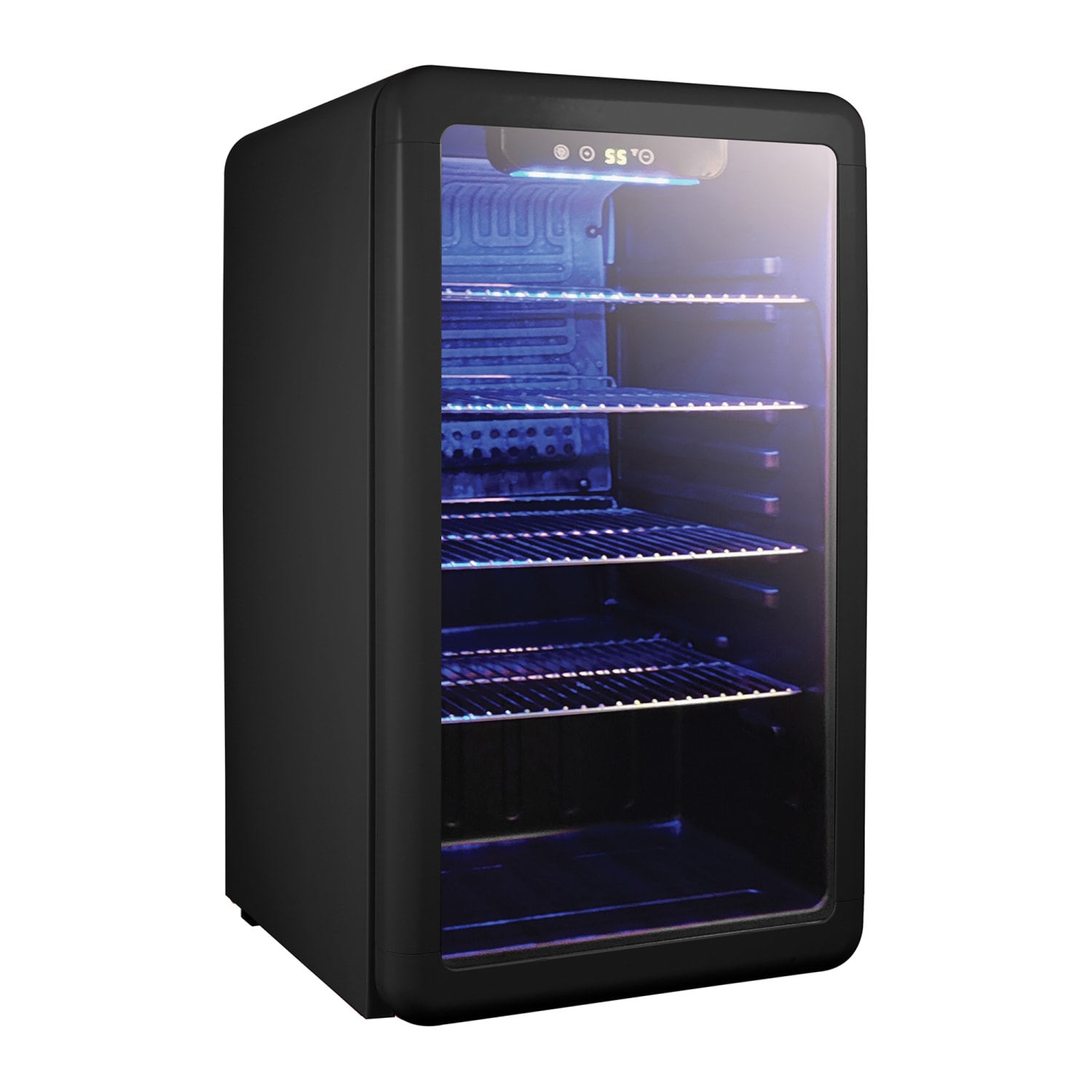 Magic Chef 3.4 Cu. Ft. Retro Beverage Cooler, 30-3/4inH x 30-3/4inW x 19-3/4inD, Black